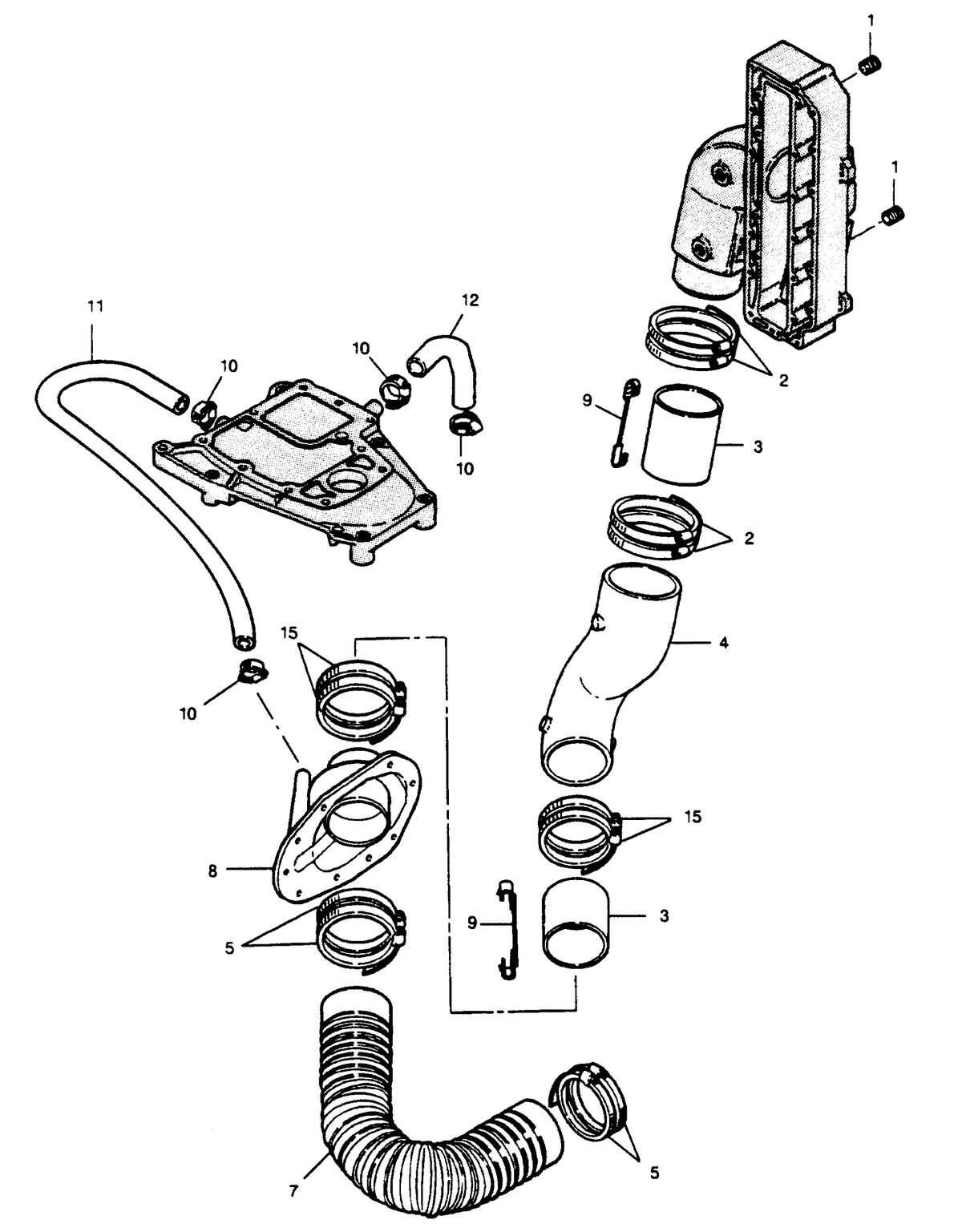 FORCE FORCE 1990 90 H.P. "C" MODEL L-DRIVE EXHAUST SYSTEM