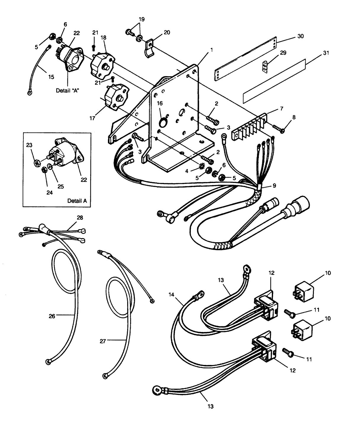 FORCE FORCE 1991 90 H.P. "B" MODELS TRIM PUMP BRACKET AND RELAYS