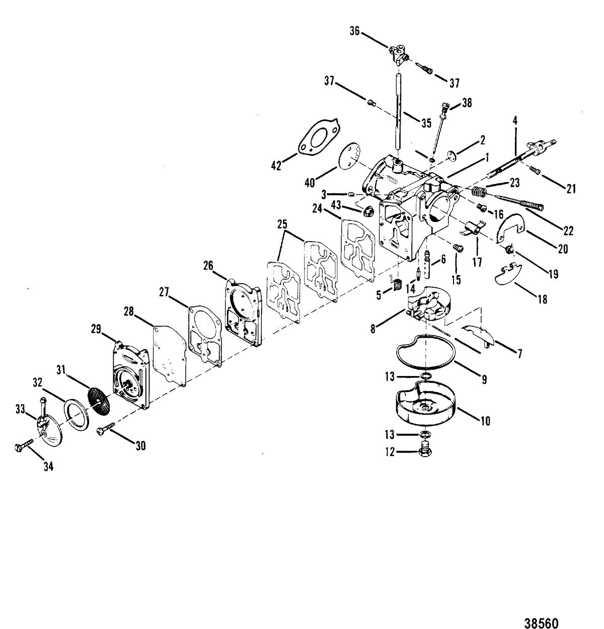 MERCURY/MARINER 45/50 HP CARBURETOR ASSEMBLY(TILLOTSON)