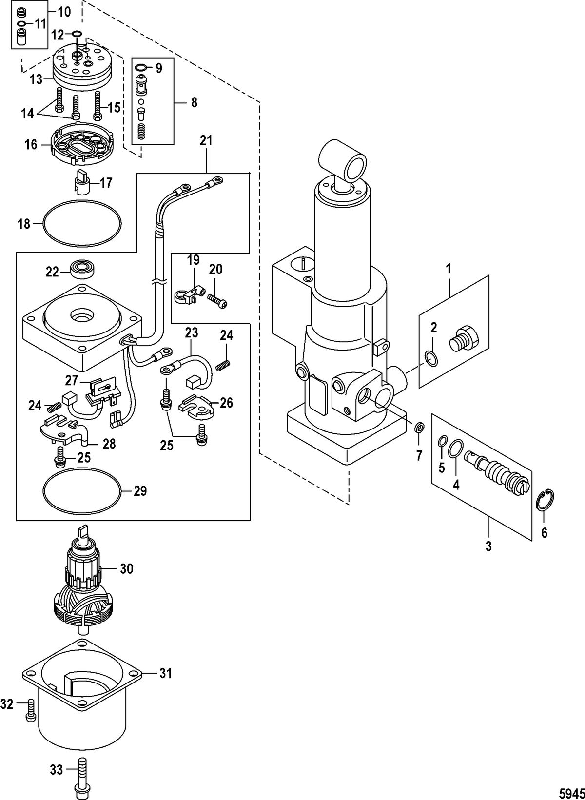 MERCURY/MARINER 8/9.9 (209CC) 4-STROKE Power Tilt Components