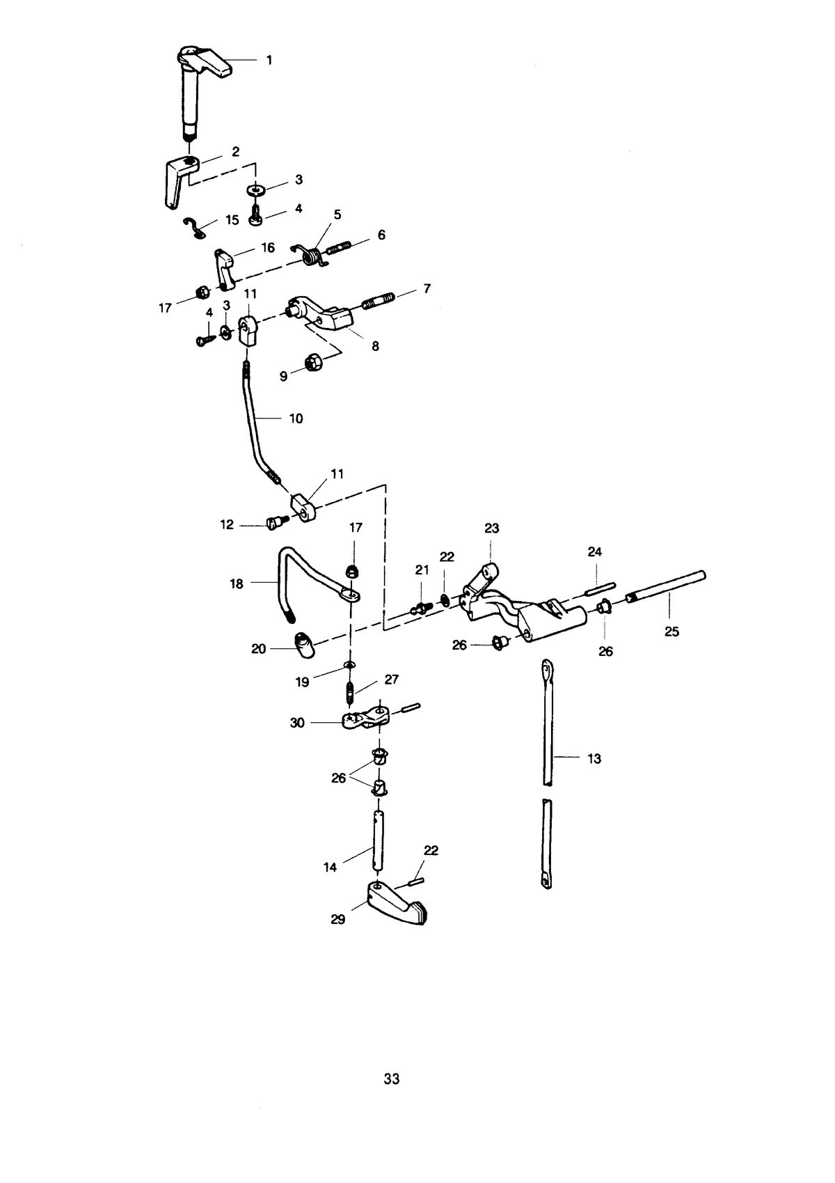 SEARS 15 H.P. LONG SHAFT 20" LEG OUTBOARD MOTOR Shift Linkage