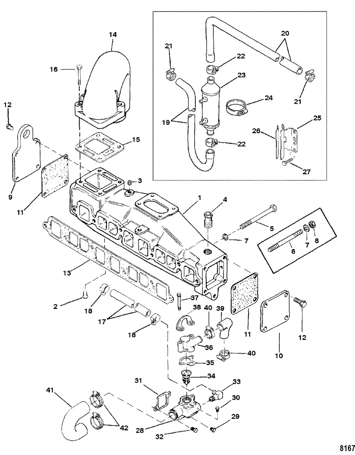 MERCRUISER 3.0L/LX ALPHA ONE Exhaust Manifold and Water System
