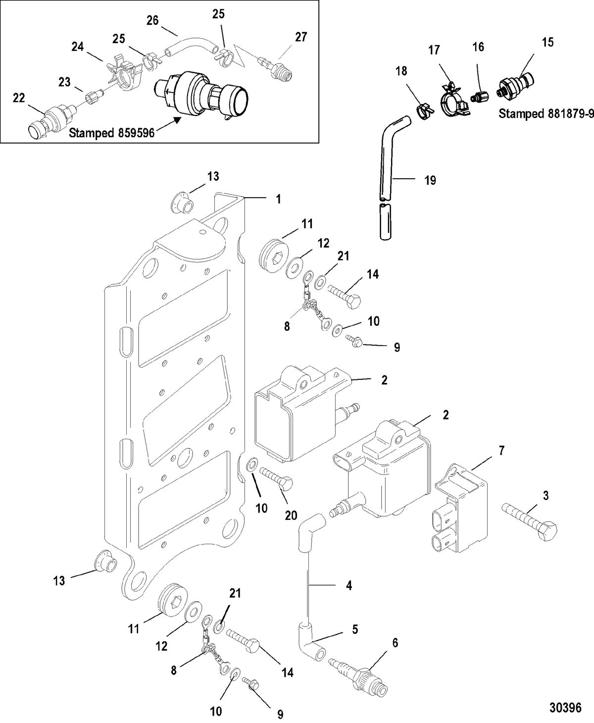 MERCURY/MARINER 200/225 (3.0L DFI) COIL PLATE