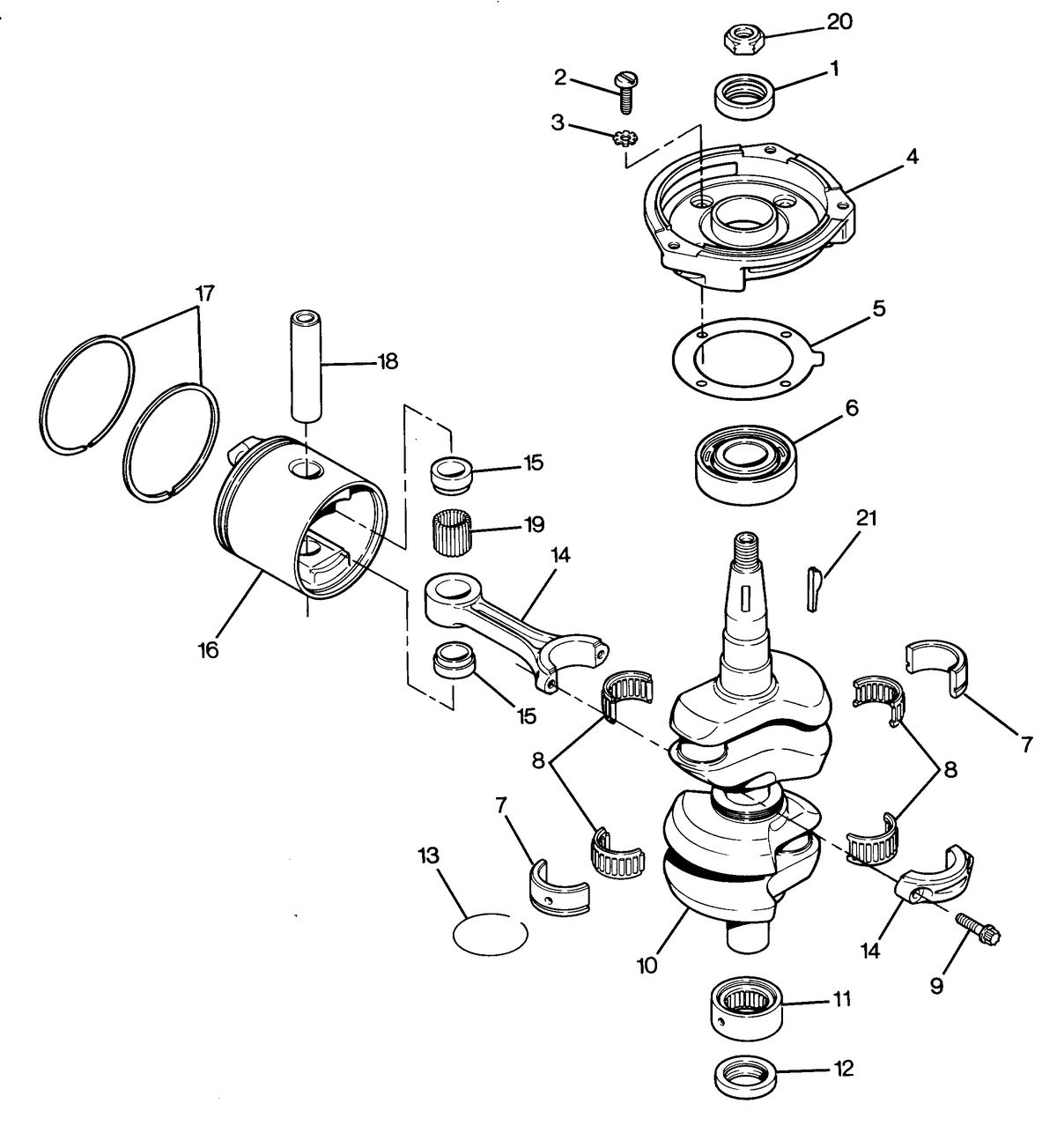 FORCE FORCE 1987 50 H.P. "B" MODELS CRANKSHAFT & PISTON