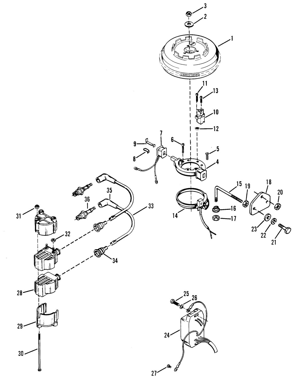 RACE OUTBOARD 7.5 J FLYWHEEL AND IGNITION COMPONENTS
