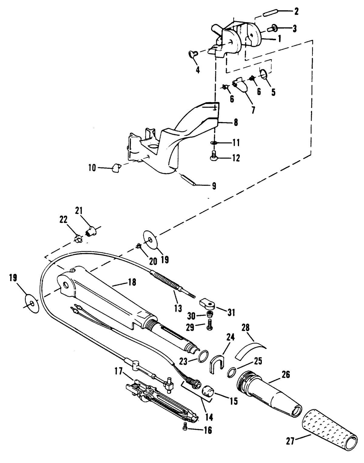 SEARS GAMEFISHER 9.9 H.P. STEERING HANDLE/TWIST GRIP THROTTLE