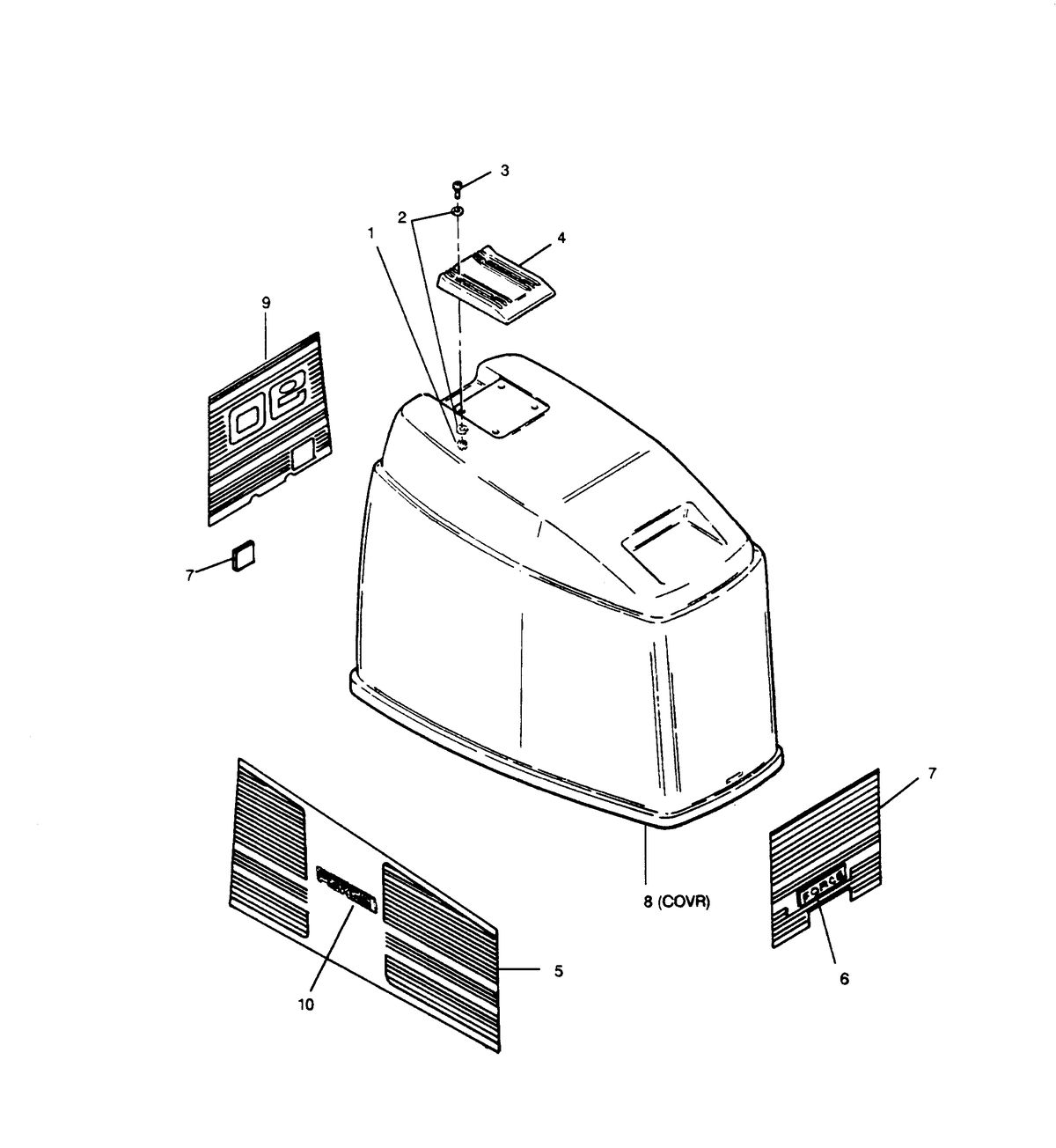FORCE FORCE 1990 90 H.P. "B" MODELS ENGINE COVER (BAYLINER MODELS)
