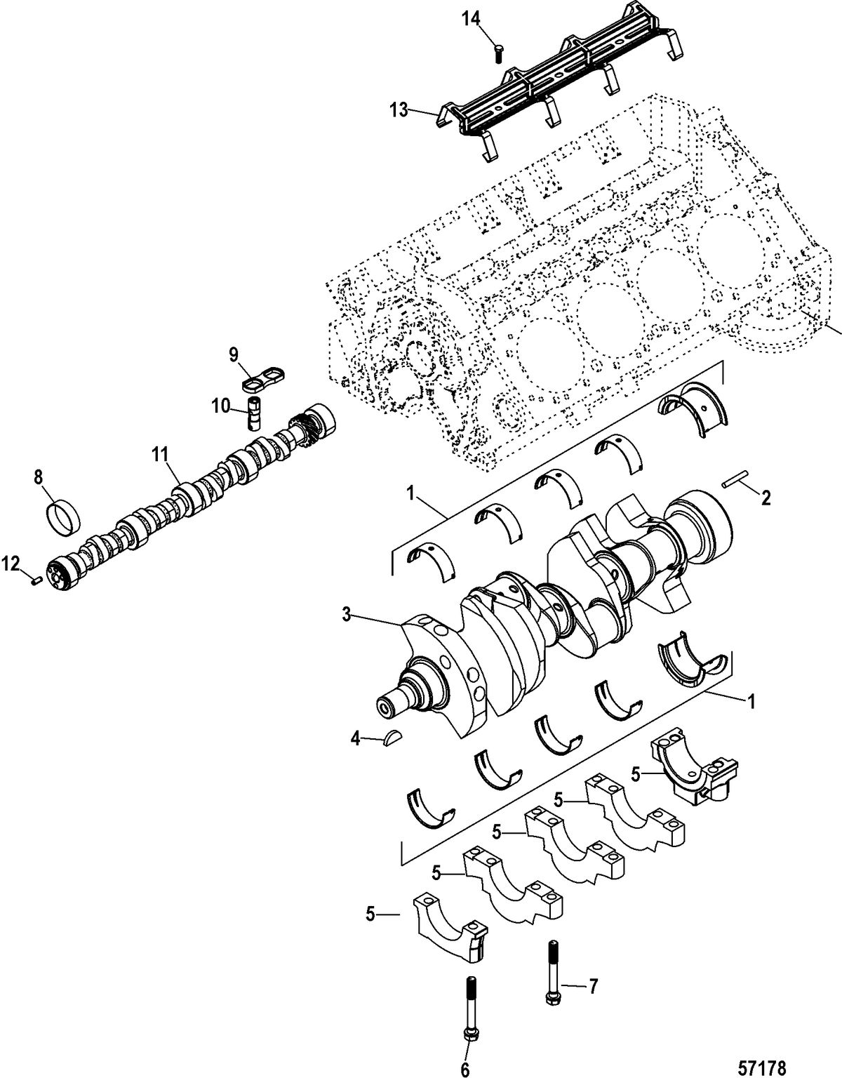 MERCRUISER 350 MPI CRATE Cylinder Block(Camshaft and Crankshaft)