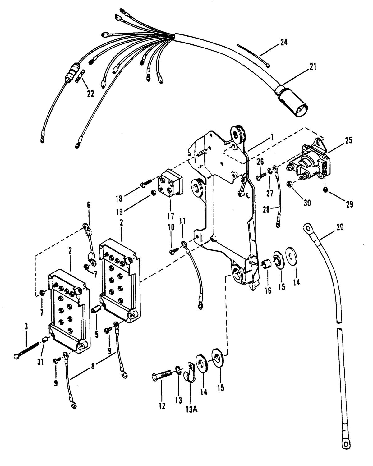 RACE OUTBOARD 2.5L (CARB) WIRING HARNESS, STARTER SOLENOID & RECTIFIER