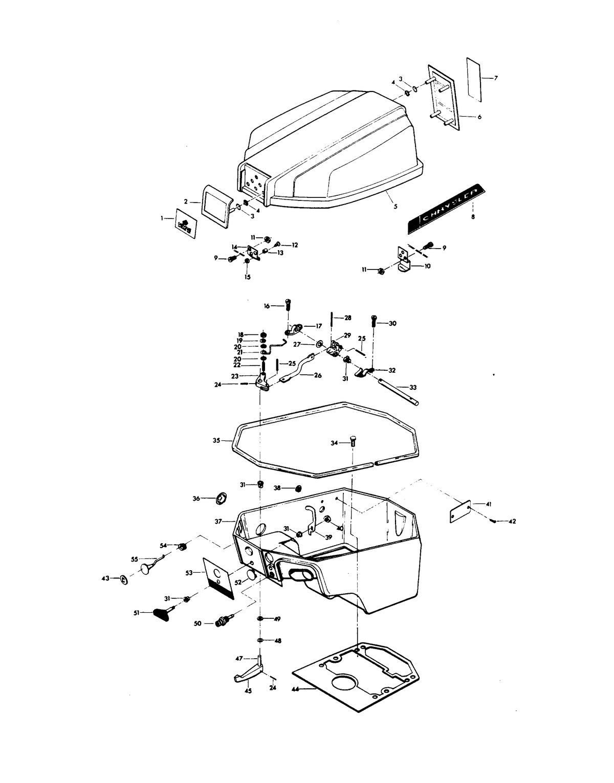CHRYSLER 8 H.P. ENGINE COVER AND SUPPORT PLATE