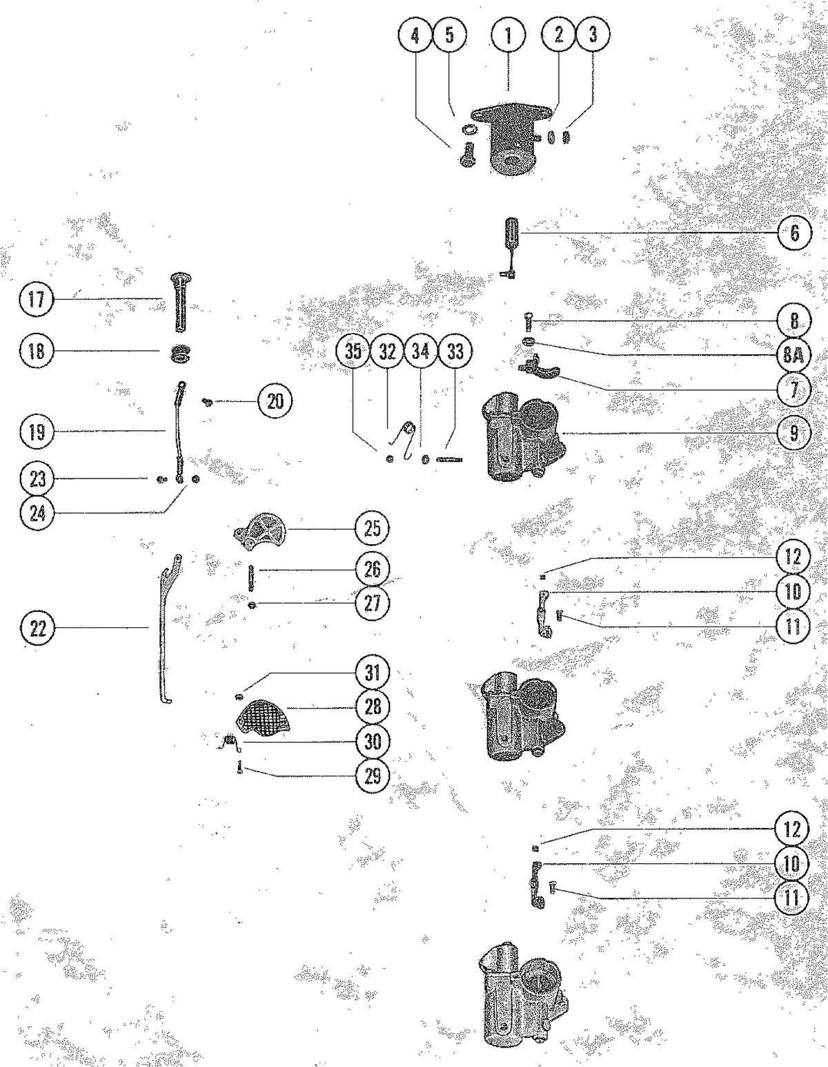 MARINER 115 HORSEPOWER CARBURETOR LINKAGE AND CHOKE SOLENOID