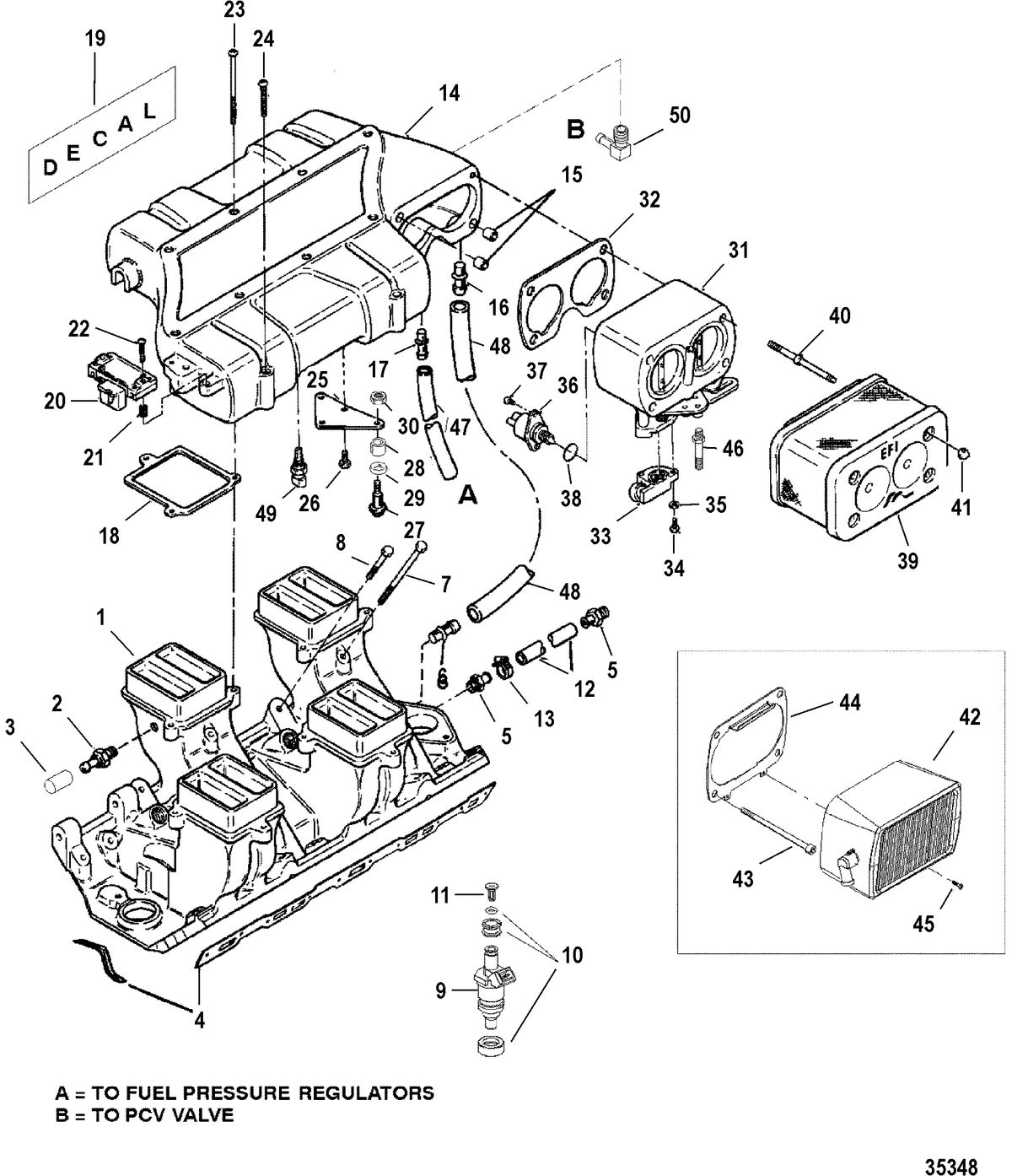 MERCRUISER 454/502 MPI MAG BRAVO (GEN VI) INTAKE MANIFOLD AND INTAKE PLENUM