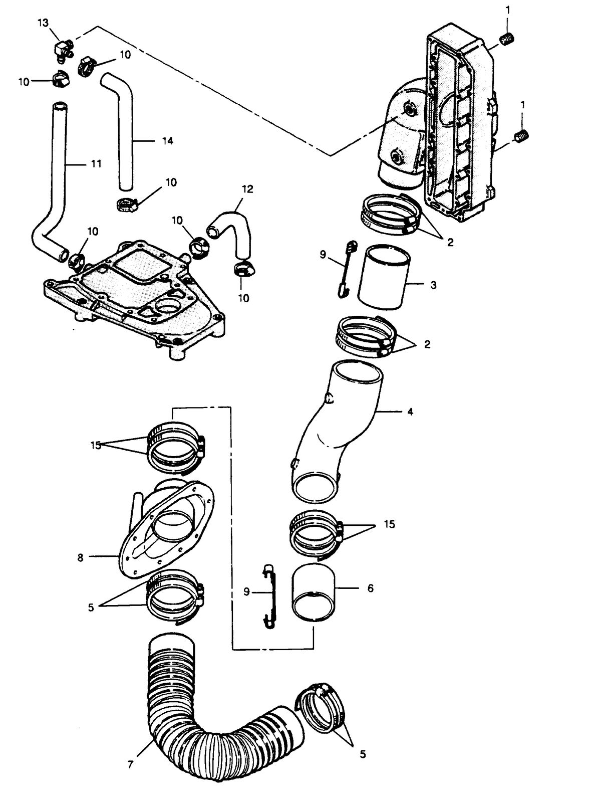 FORCE FORCE 1990 90 H.P. "A" MODEL L-DRIVE EXHAUST SYSTEM
