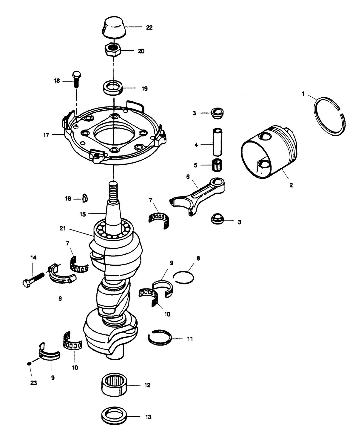 FORCE FORCE 1989 85 H.P. "H" MODELS CRANKSHAFT AND PISTON