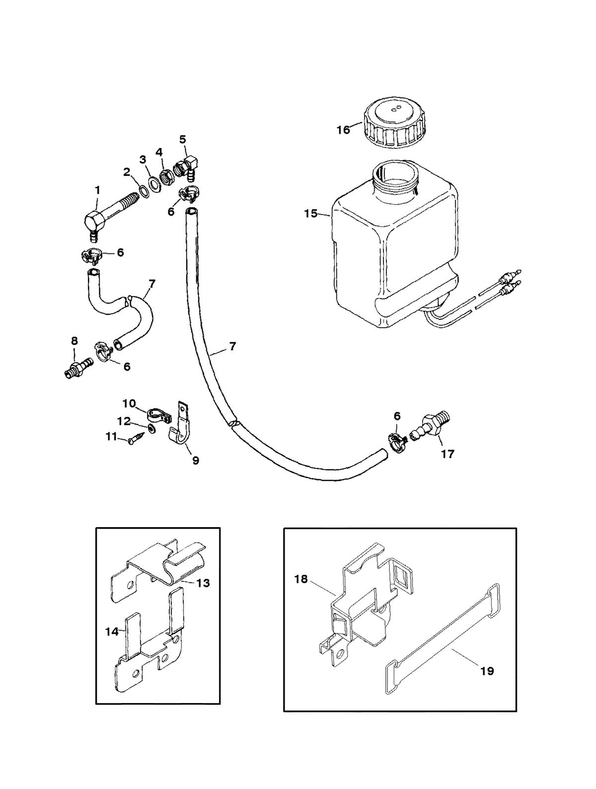 MERCRUISER BLACKHAWK DRIVE/TRANSOM ASSEMBLY OIL RESERVOIR COMPONENTS (SQUARE OIL BOTTLE)