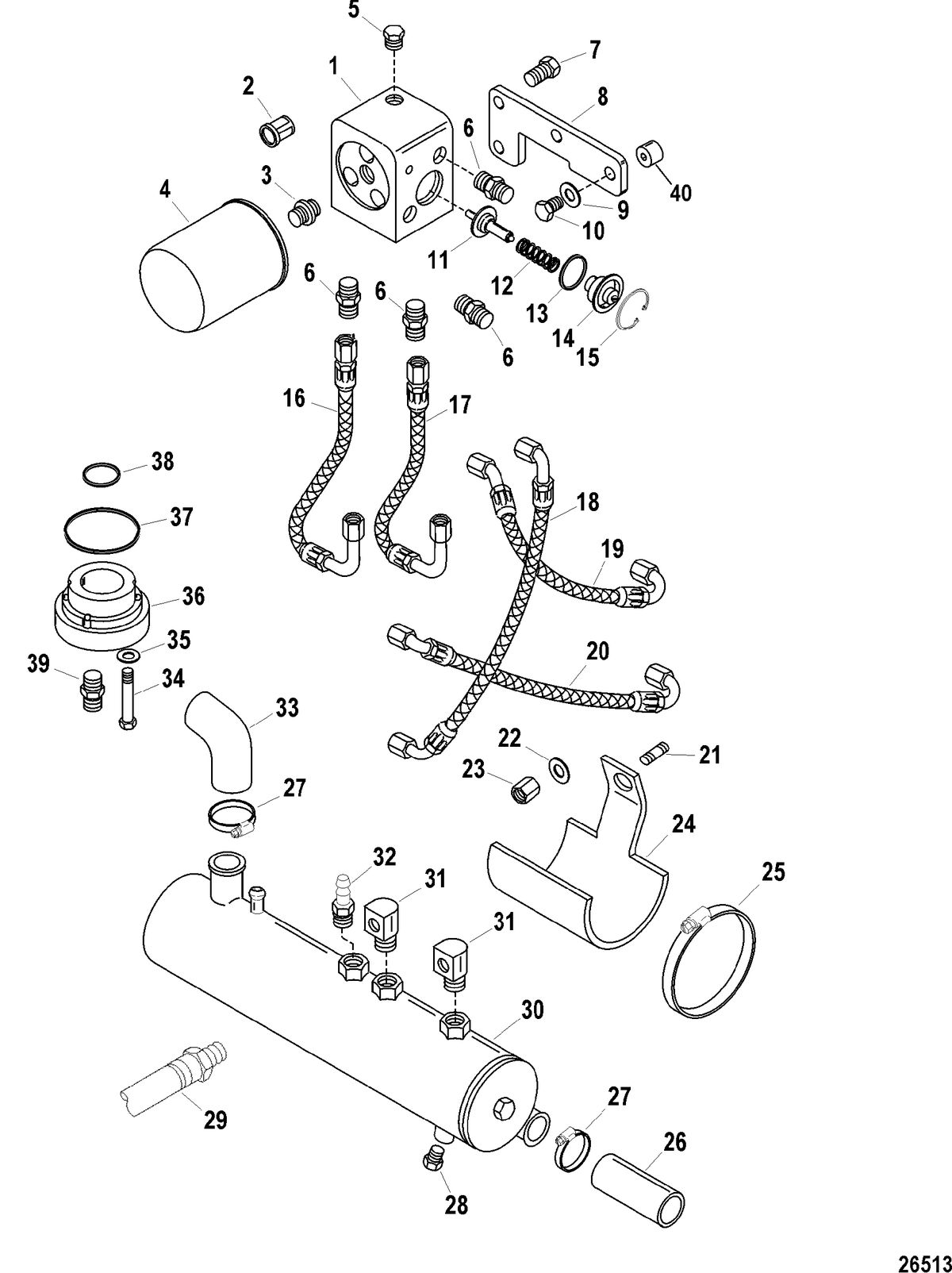 RACE STERNDRIVE 900 SC - DRY SUMP Thermostat Housing And Oil Cooler