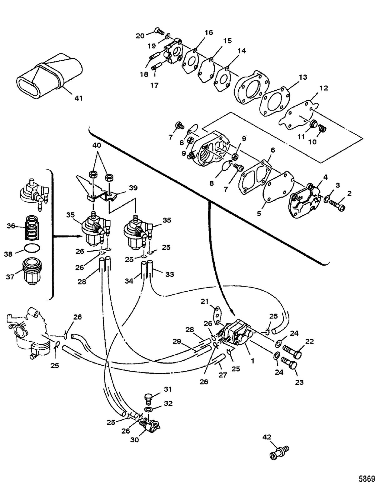 MARINER 8HP KEROSENE FUEL PUMP/FUEL LINES