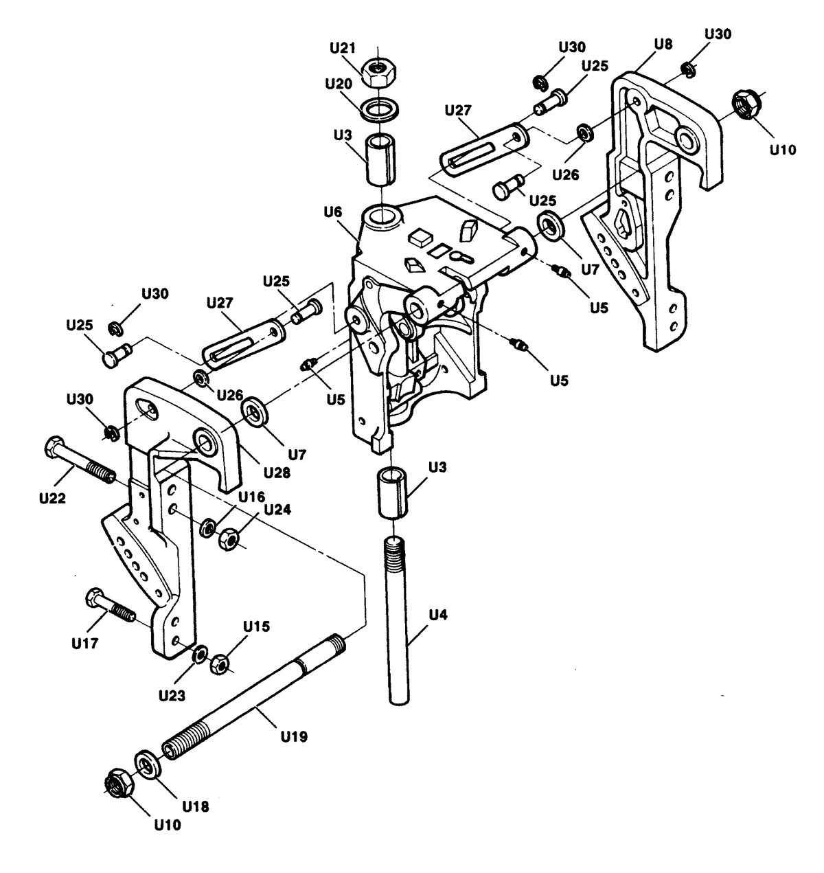FORCE FORCE 1992 50 H.P. "A" MODELS SWIVEL BRACKET AND STERN BRACKETS POWER TRIM MODELS