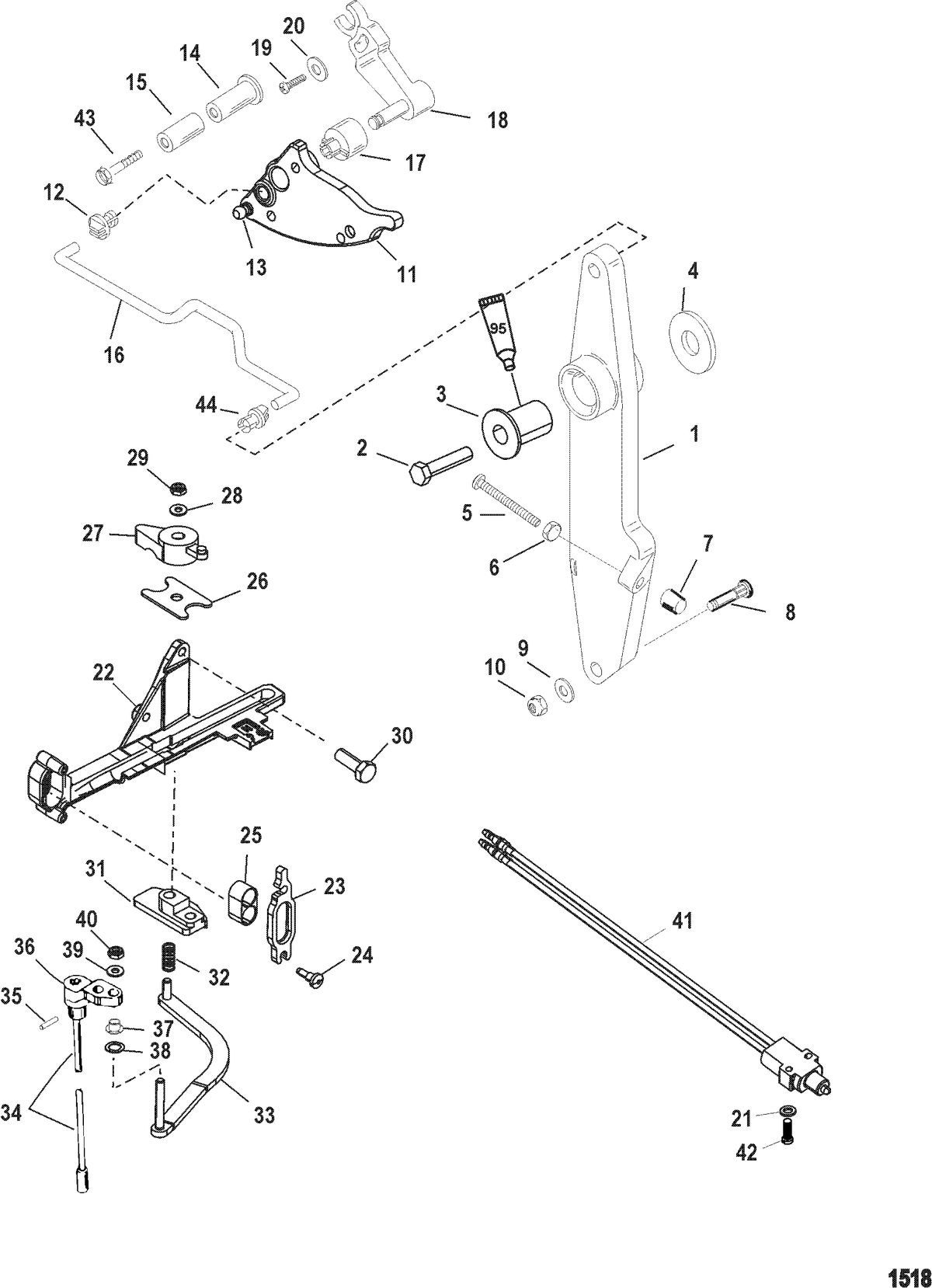 RACE OUTBOARD 225X EFI PROMAX Throttle Lever And Shift Shaft(S/N-0T818234 & Below)