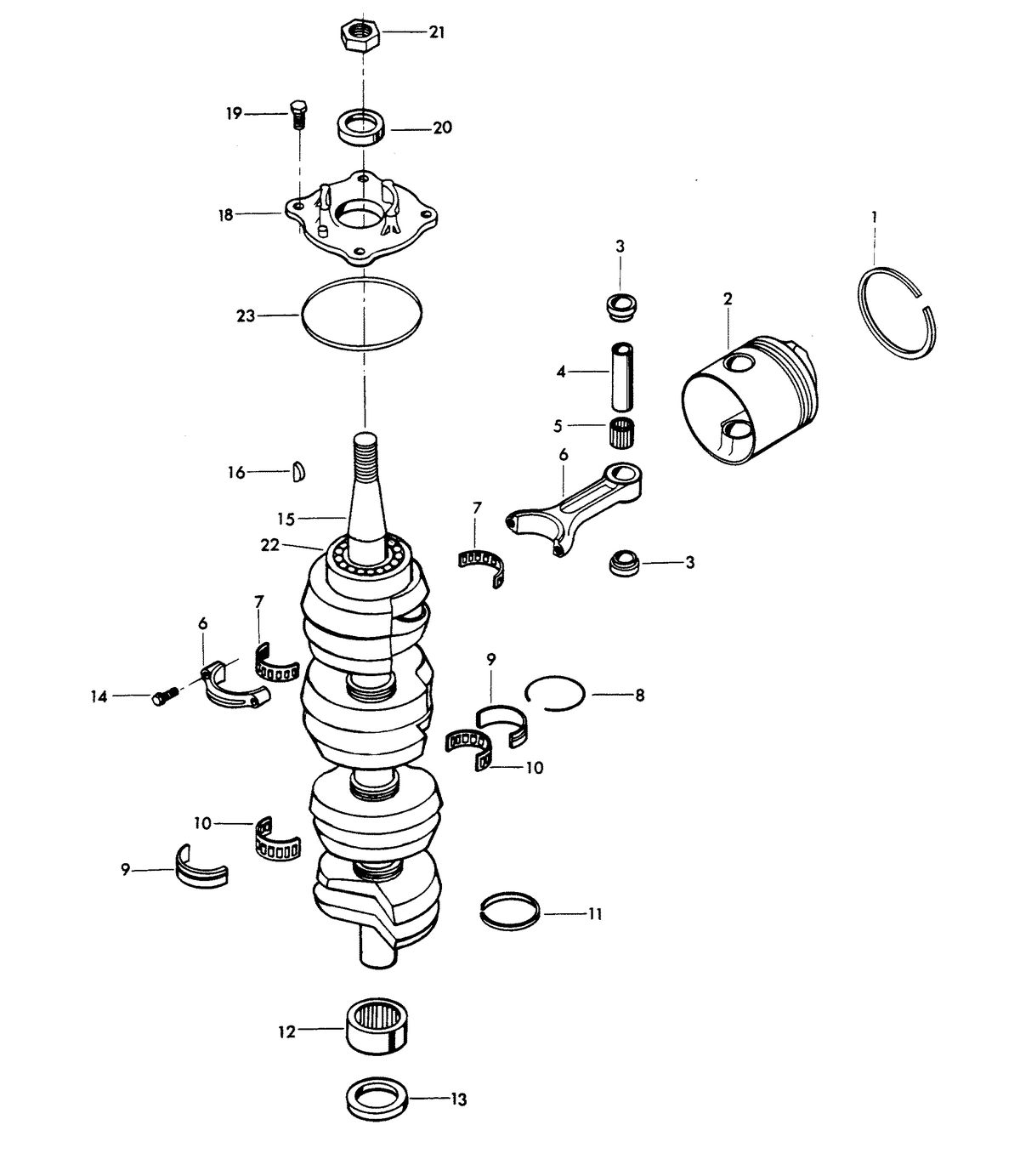 CHRYSLER 115 H.P. CRANKSHAFT AND PISTON GROUP