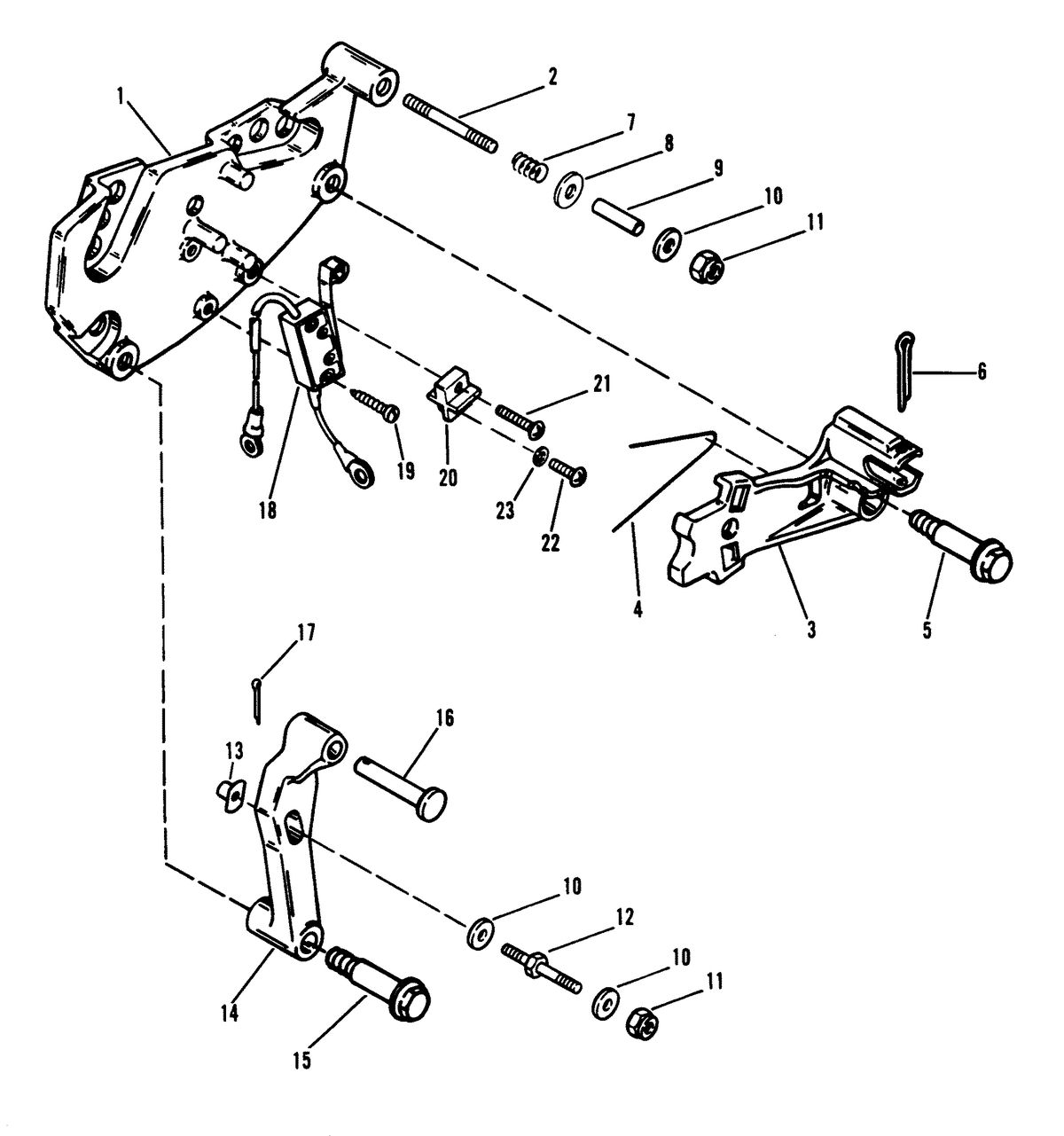 MERCRUISER 454 MAGNUM ALPHA ONE ENGINE SHIFT BRACKET(NEW DESIGN)