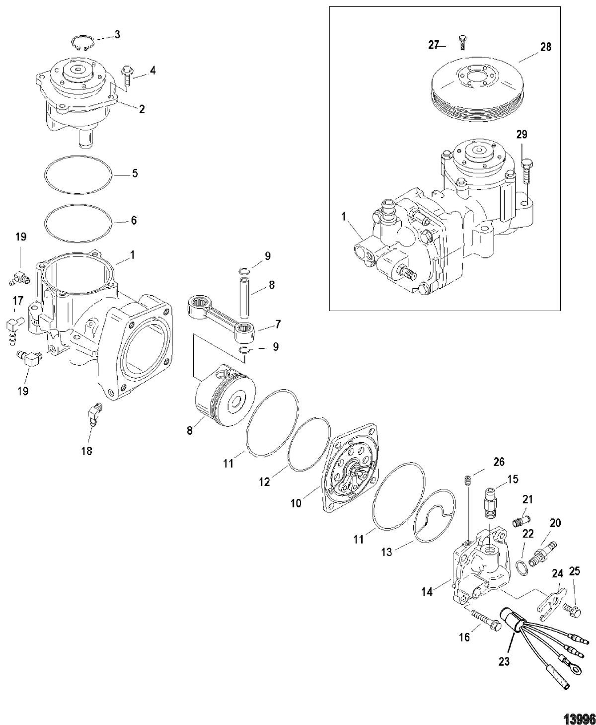 RACE OUTBOARD 250 XS(3.0L DFI) Air Compressor Components