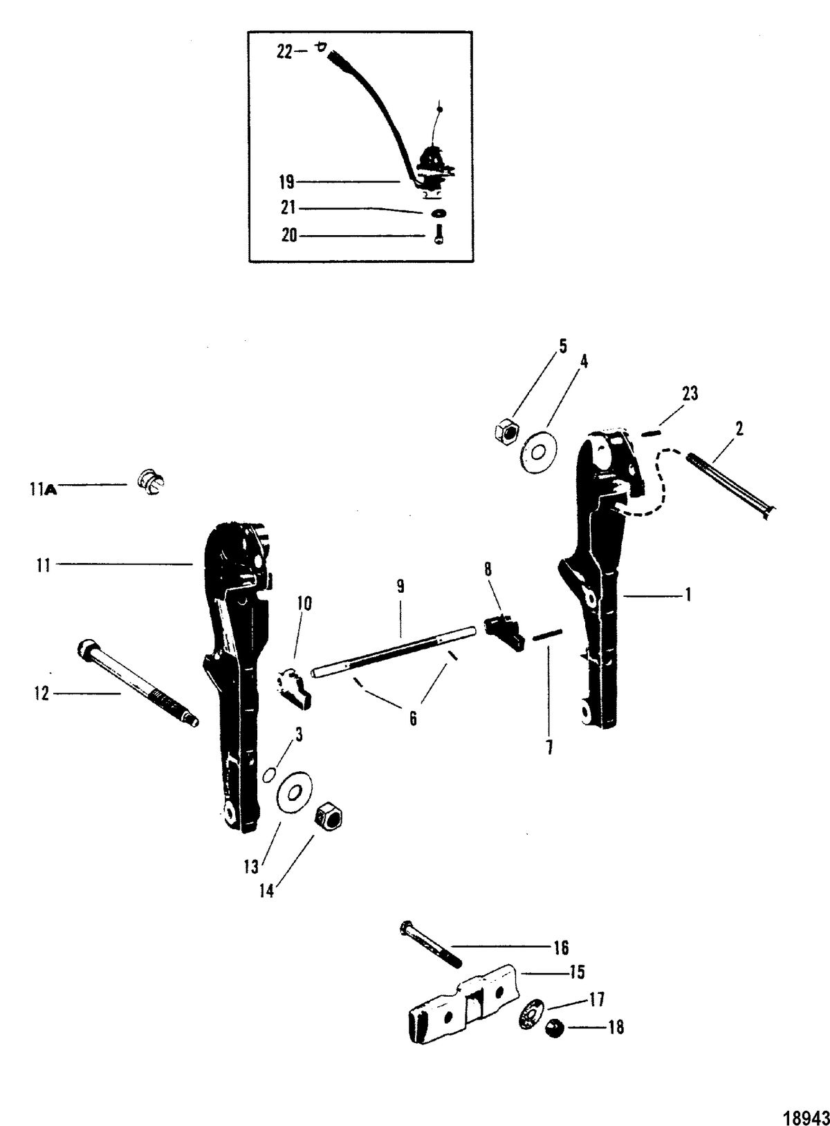 MERCURY/MARINER 200 H.P. (V-6) (1978-1988 COMBINED BOOKS) Transom Brackets(Merc S/N-USA-5464485/AUS-8061769 & Below )