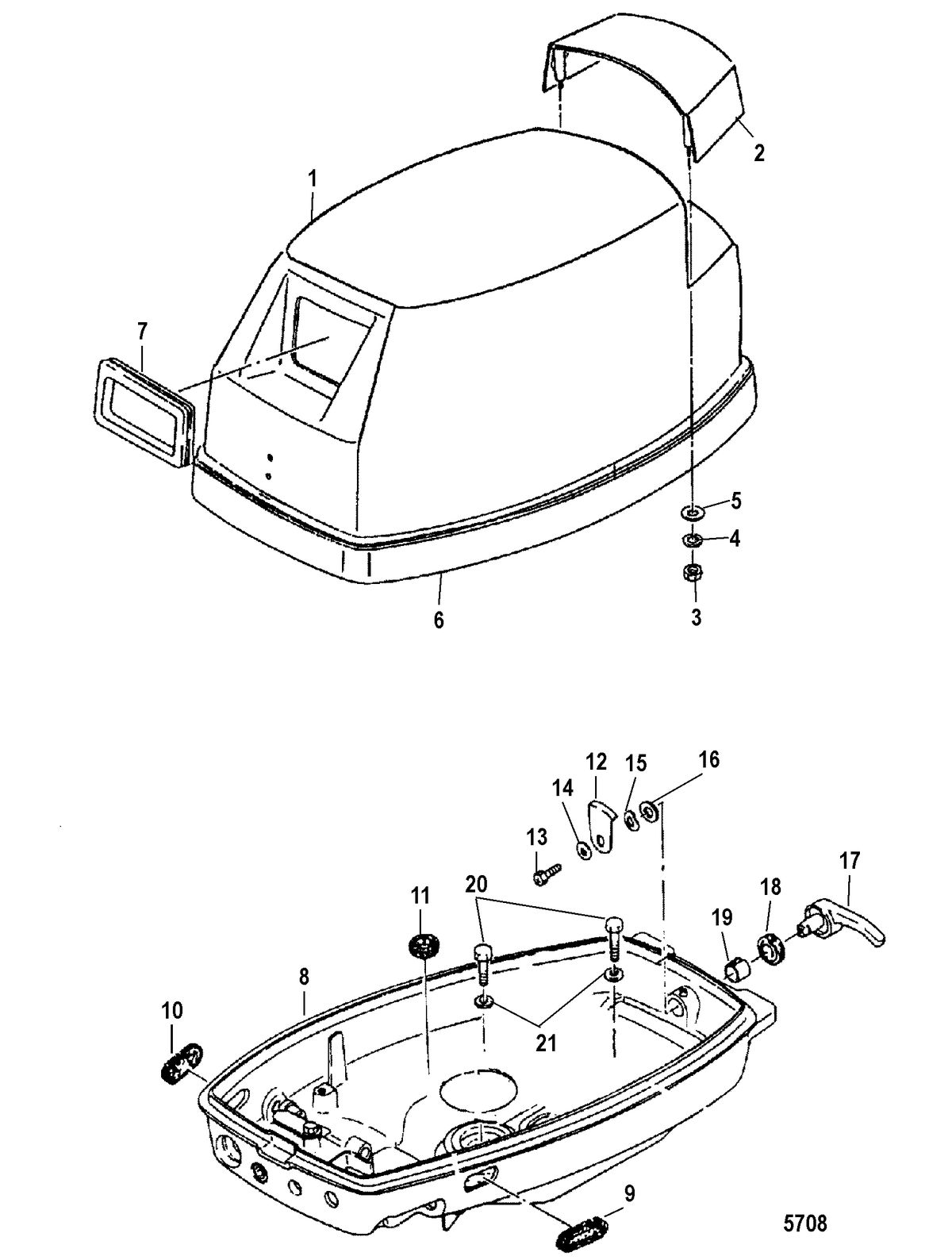 MERCURY/MARINER 15/18 HP (2 CYLINDER) INTERNATIONAL Cowling