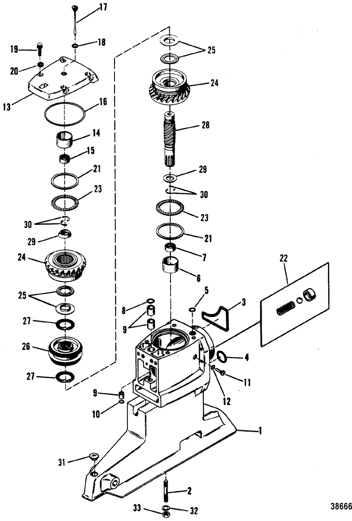 MERCRUISER BRAVO I/II/III STERNDRIVE AND TRANSOM ASSEMBLY DRIVESHAFT HOUSING AND DRIVE GEARS