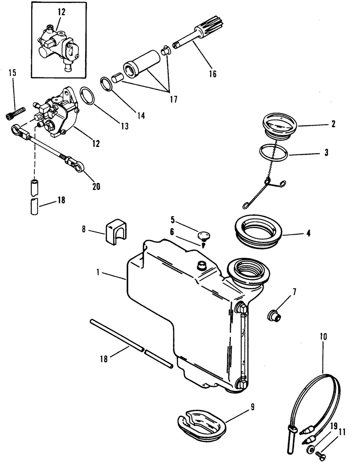 MERCURY/MARINER 50/55/60 HP JET 45 OIL INJECTION COMPONENTS