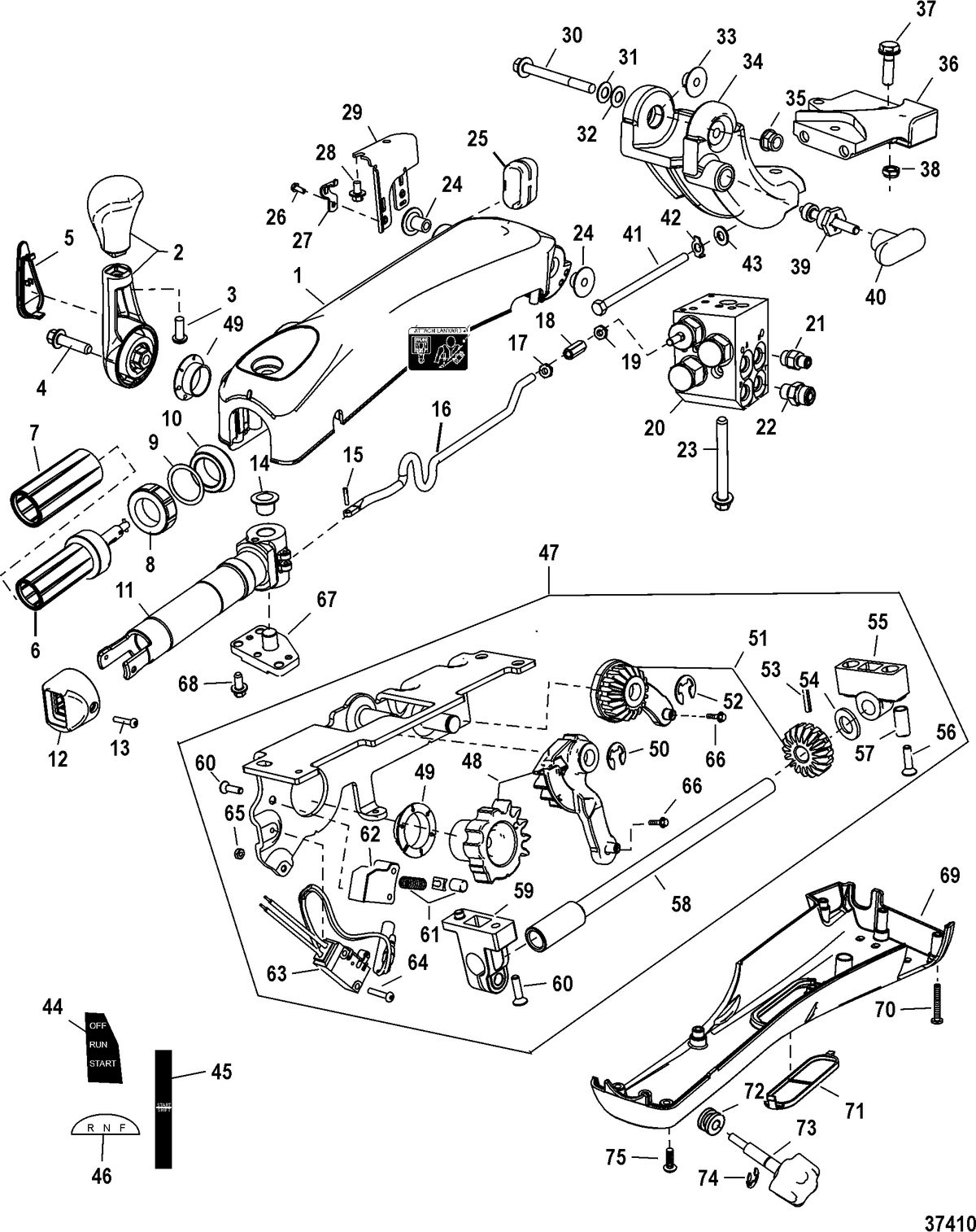 ACCESSORIES STEERING SYSTEMS AND COMPONENTS Tiller Handle Kit(Big Tiller-Power Steer, Mechanical)