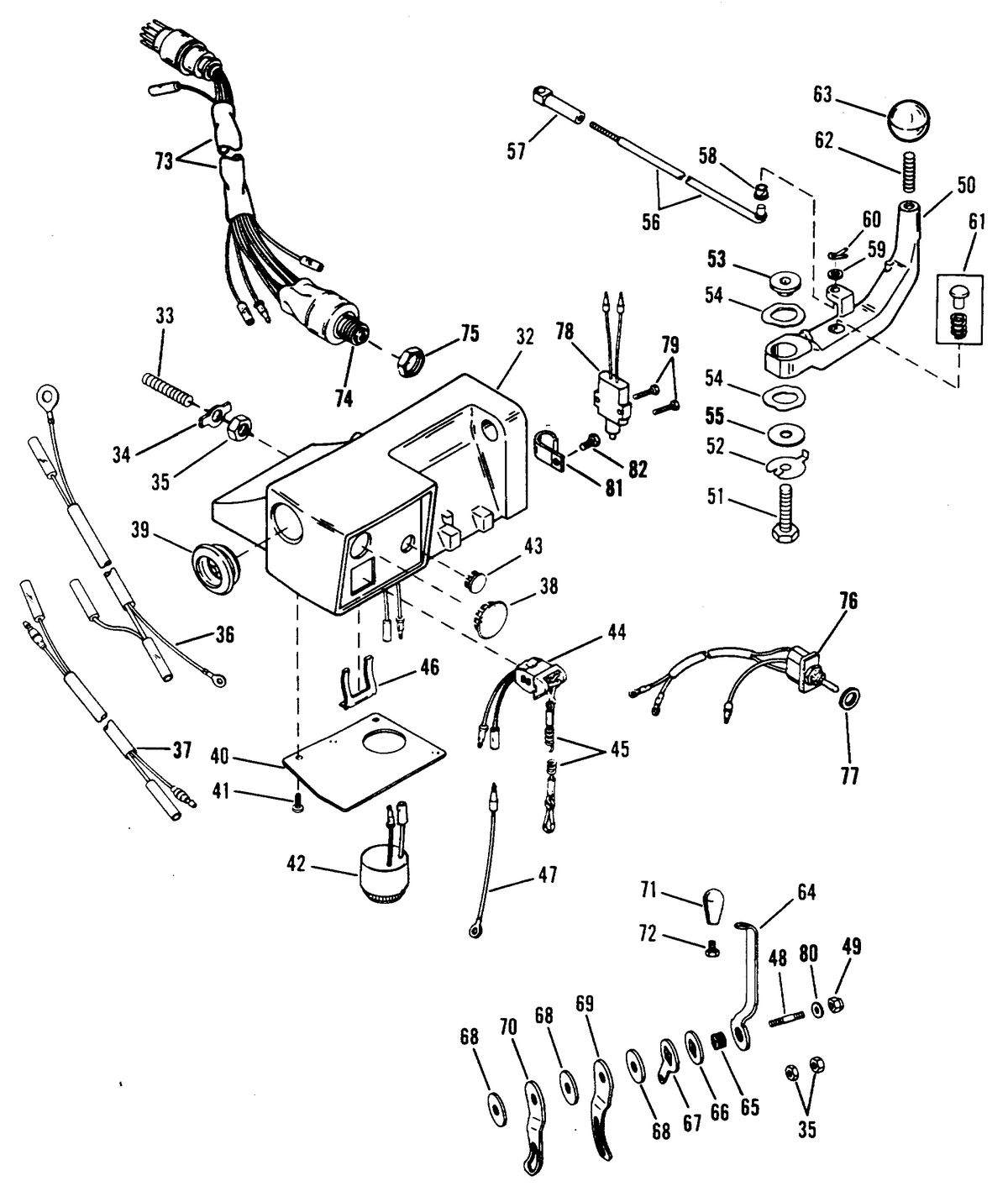 MERCURY/MARINER 50/55/60 HP JET 45 STEERING HANDLE KIT