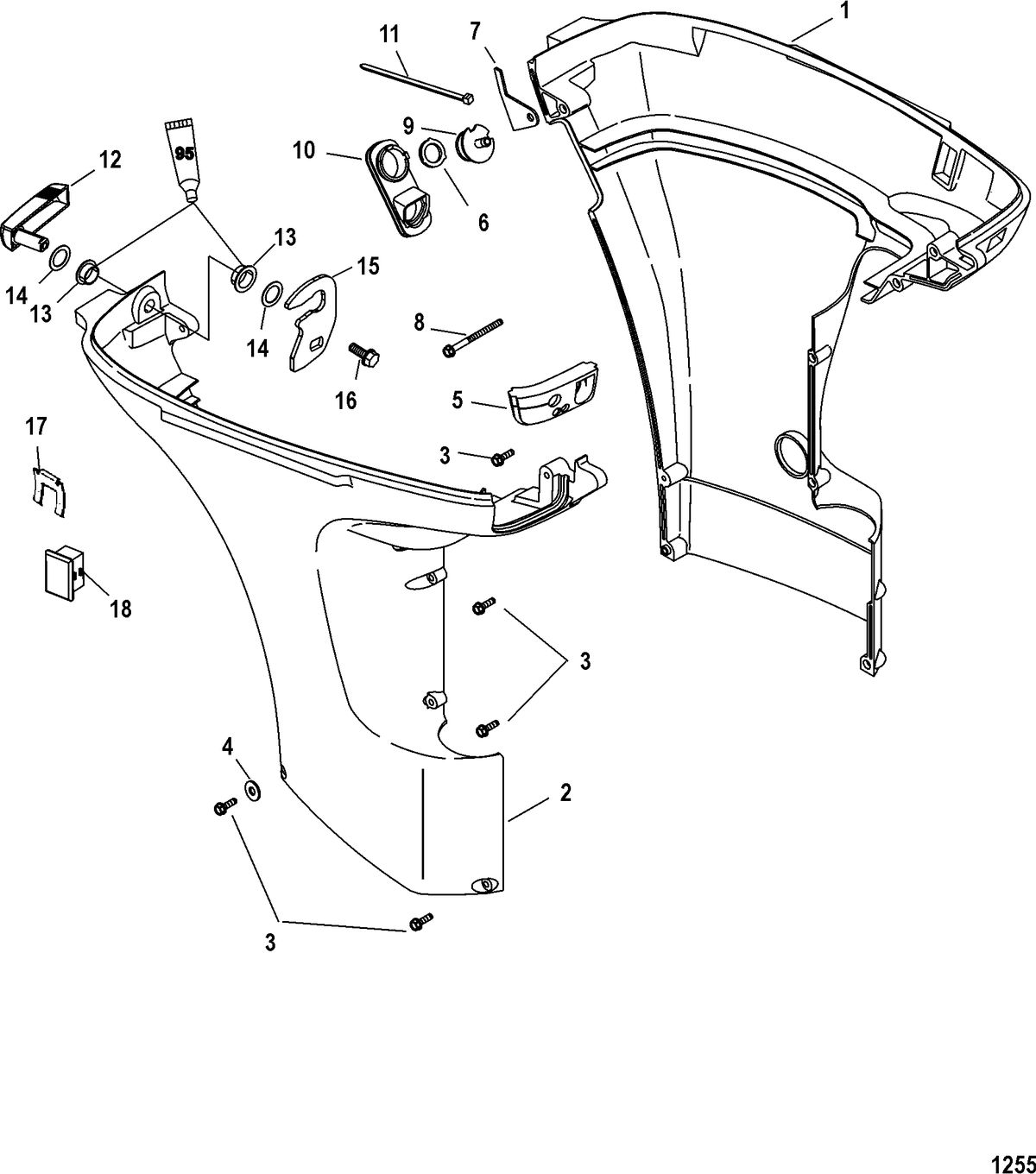 MERCURY/MARINER 40 CARB 4-STROKE (3 CYLINDER) Bottom Cowl