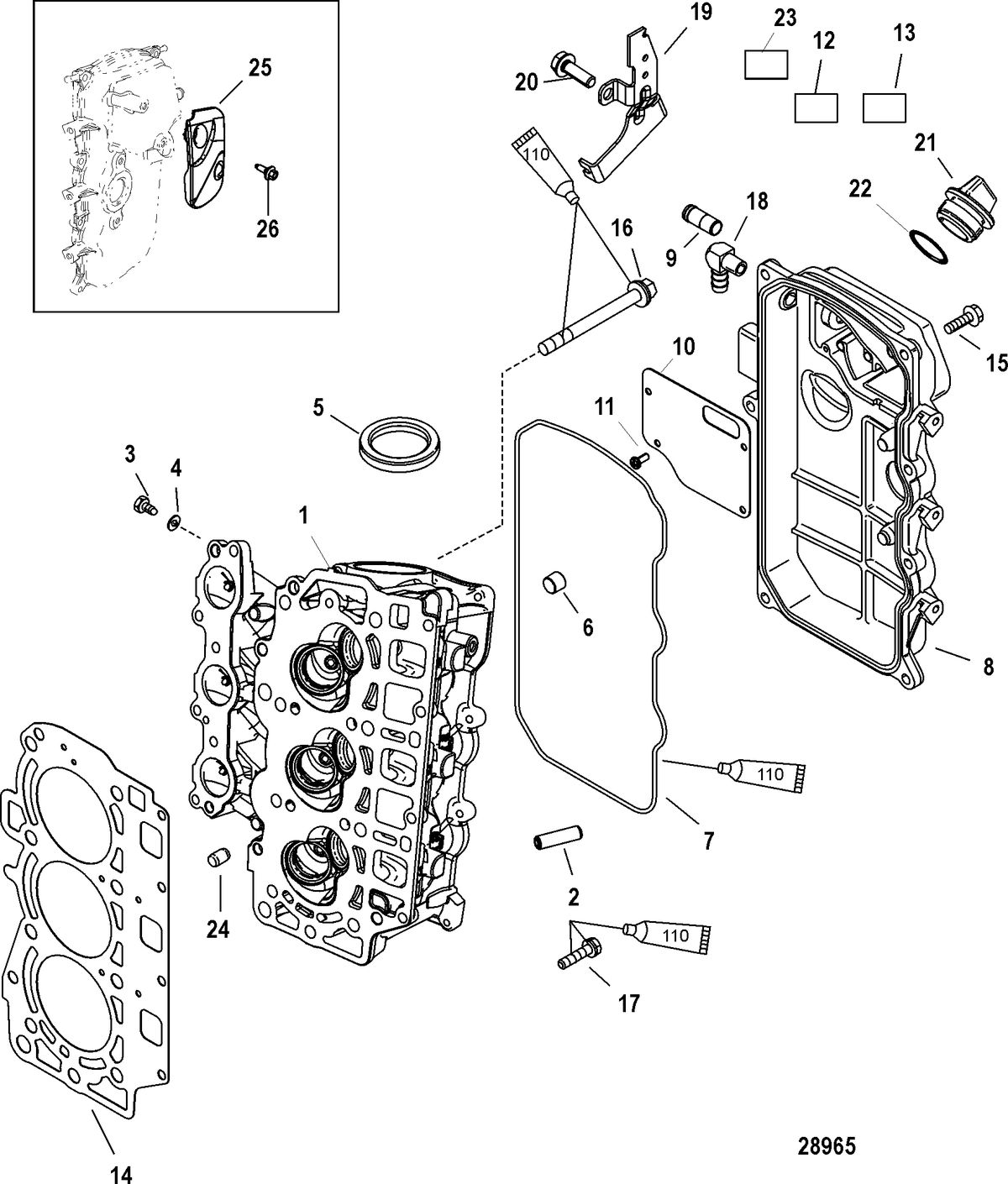 MERCURY/MARINER 30/40 EFI 4-STROKE (3 CYLINDER) Cylinder Head
