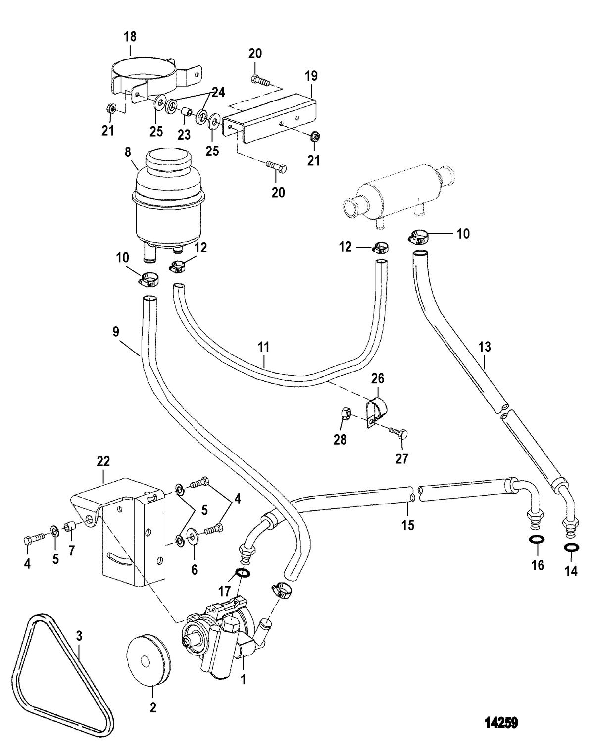 MERCRUISER CUMMINS/MERCRUSER DIESEL (2.8L/165) (4.2L/250) Power Steering Components(Sterndrive)