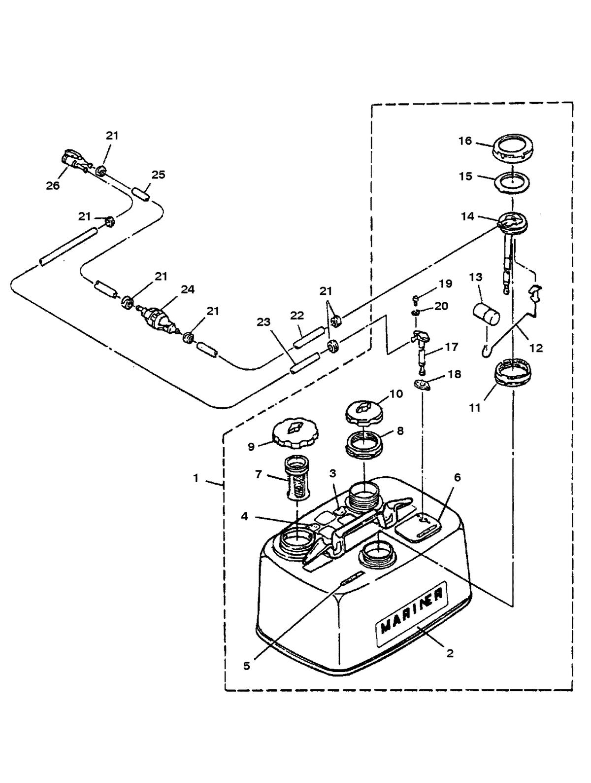 MARINER 8 H.P. K FUEL TANK (S/#-M-001449/ML-321964 AND ABOVE)