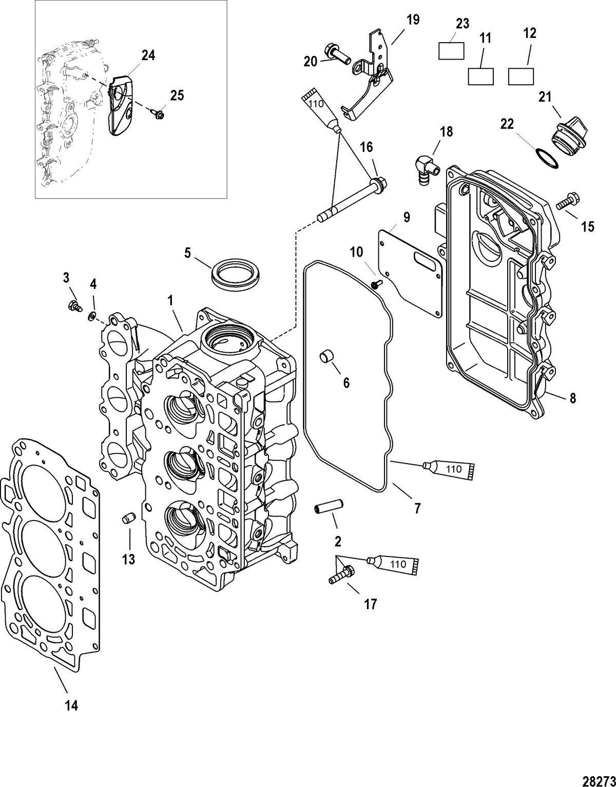 MERCURY/MARINER 40 CARB 4-STROKE (3 CYLINDER) Cylinder Head