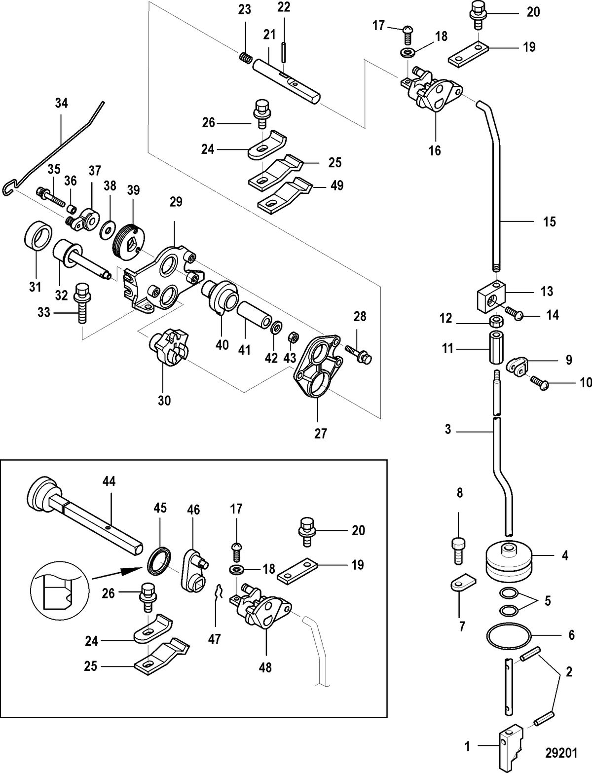 MERCURY/MARINER 8/9.9 (209CC) 4-STROKE Shift Components, Bigfoot
