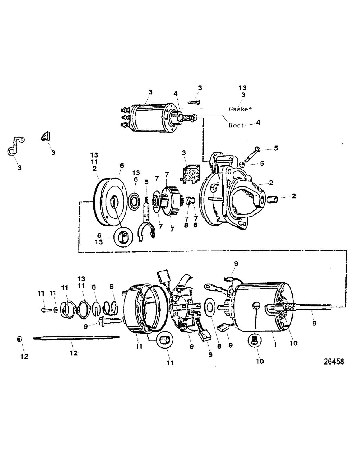 RACE STERNDRIVE 900 SC Starter Motor Components(50-808011A1)