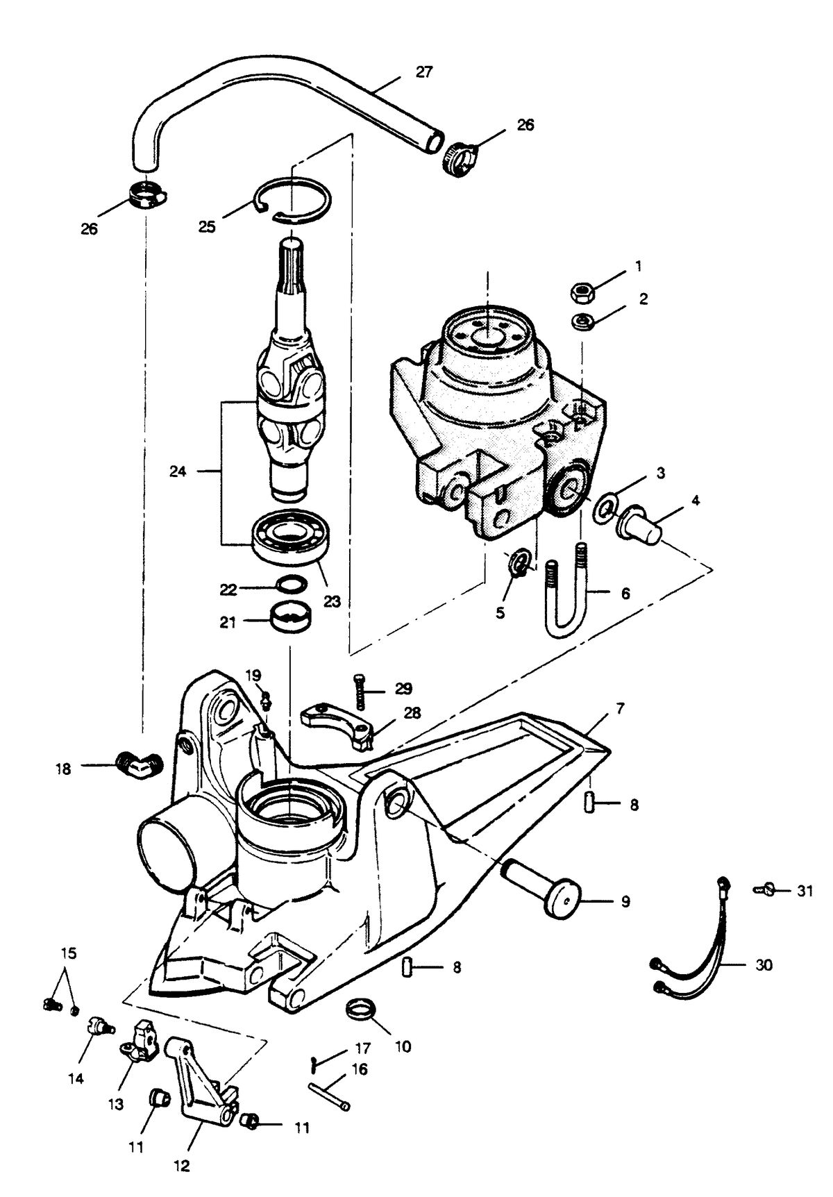 FORCE FORCE 1989 85 H.P. "A" MODEL L-DRIVE U-JOINT AND HOUSING