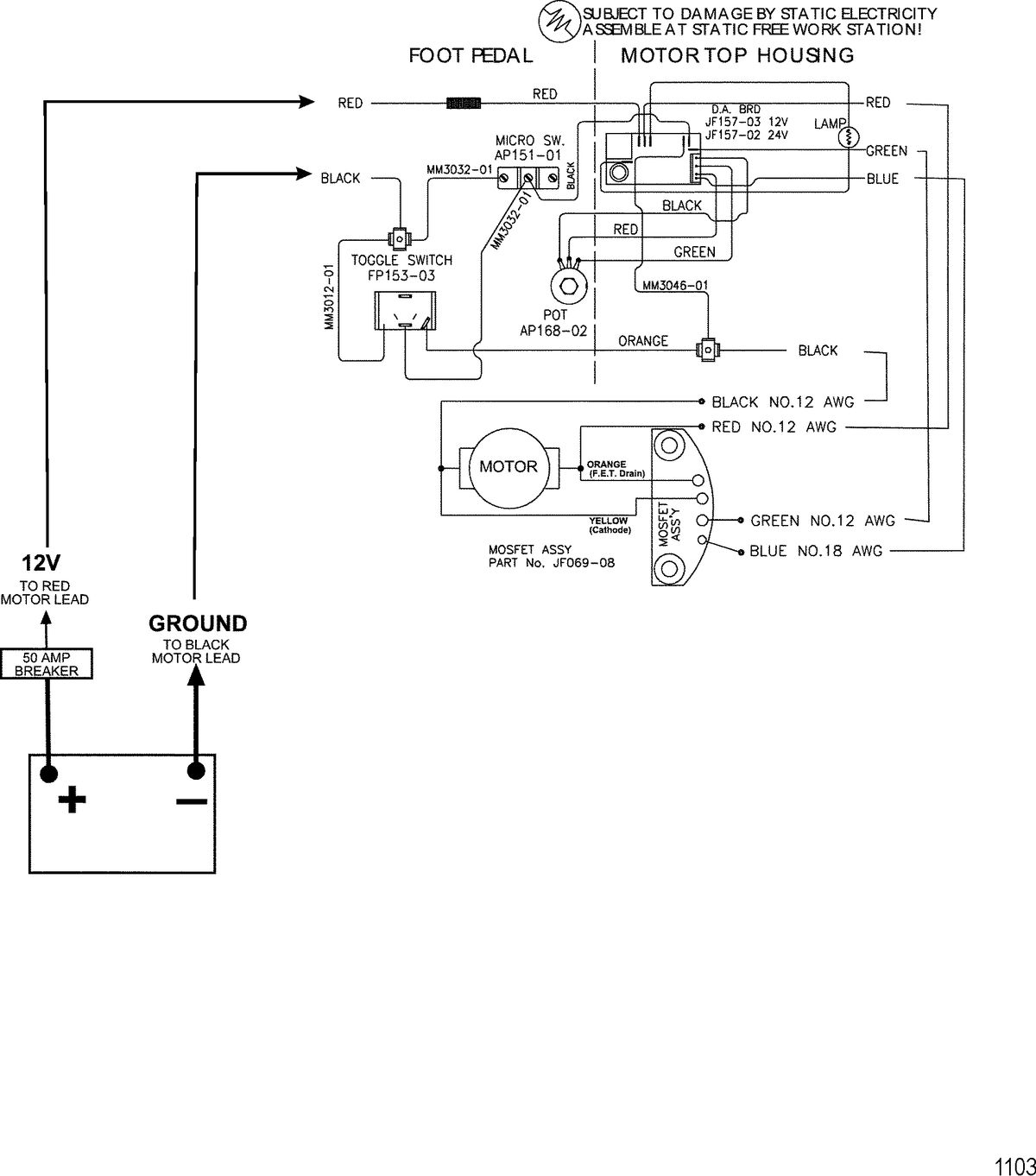 TROLLING MOTOR MOTORGUIDE 700 SERIES Wire Diagram(Model 752V) (12 Volt)