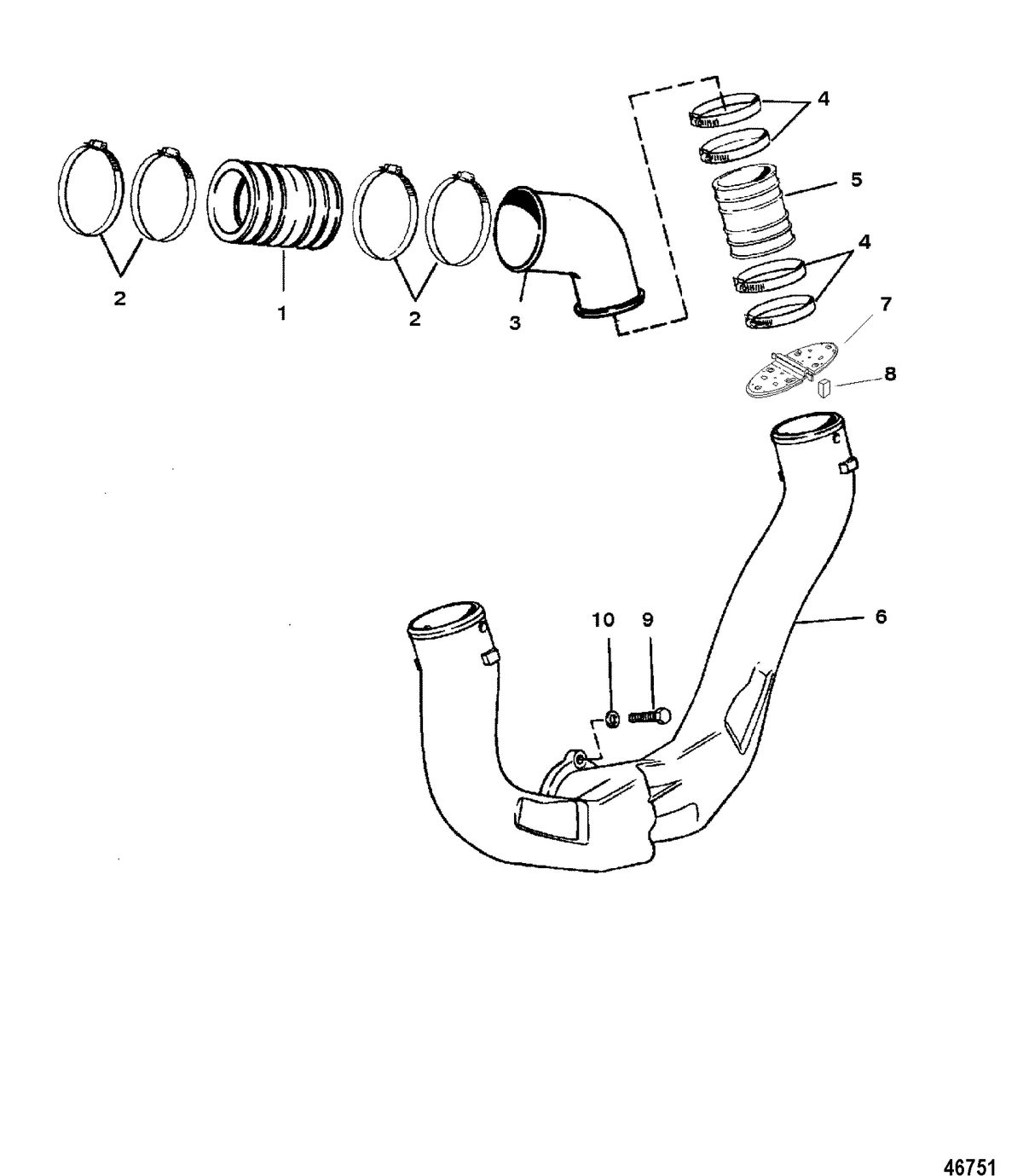 MERCRUISER 350 MAGNUM ALPHA (EFI-TBI) EXHAUST SYSTEM
