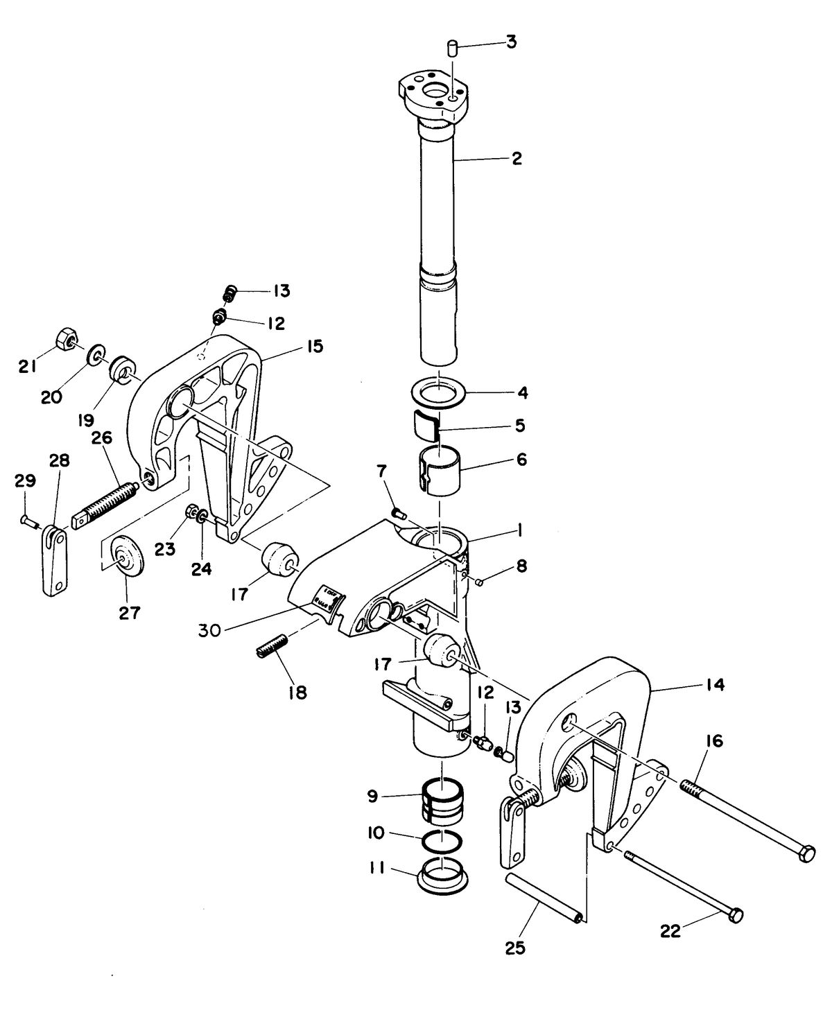 MARINER 15A HORSEPOWER CLAMP AND SWIVEL BRACKET