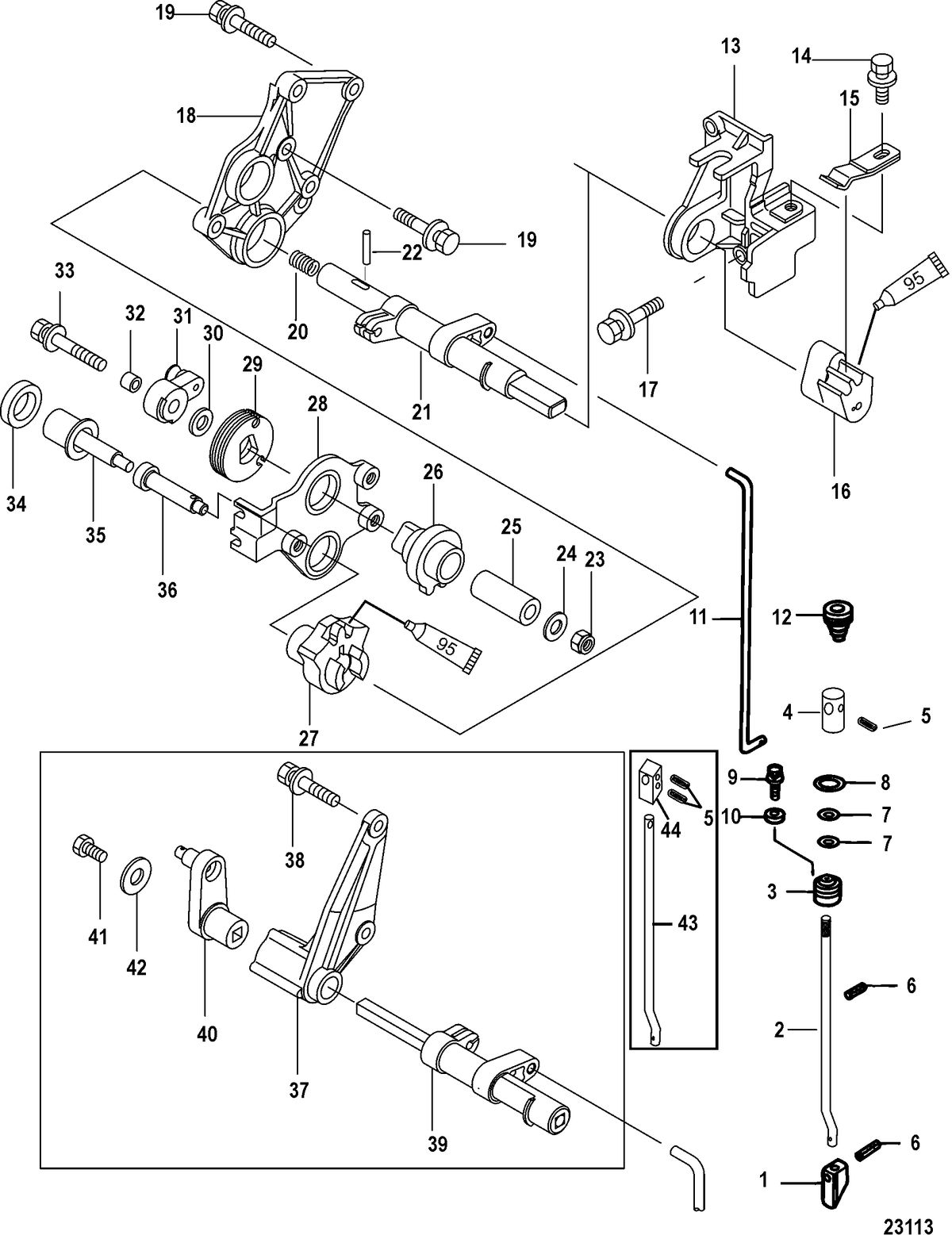 MERCURY/MARINER 25/30/JET 25 EFI/3 CYLINDER  4-STROKE Shift and Cam Rod, 0R505052 and Below