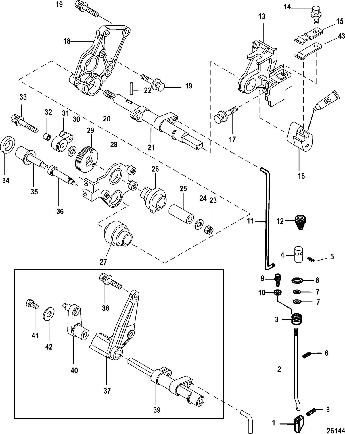 MERCURY/MARINER 25/30/JET 25 EFI/3 CYLINDER  4-STROKE Shift and Cam Rod, Jet
