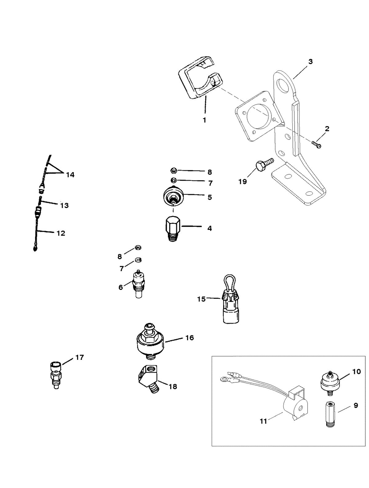 MERCRUISER 5.7LX TBI BRAV0 350 TBI MAG ALPHA (EFI) SENDERS AND SENSORS