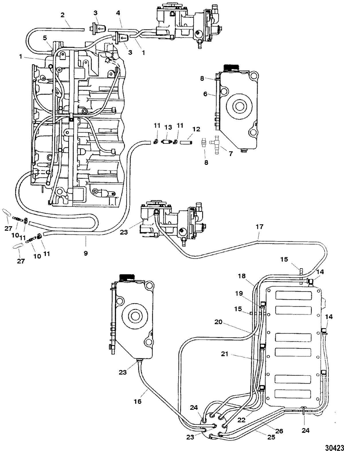 MERCURY/MARINER 200/225 (3.0L DFI) OILING SYSTEM