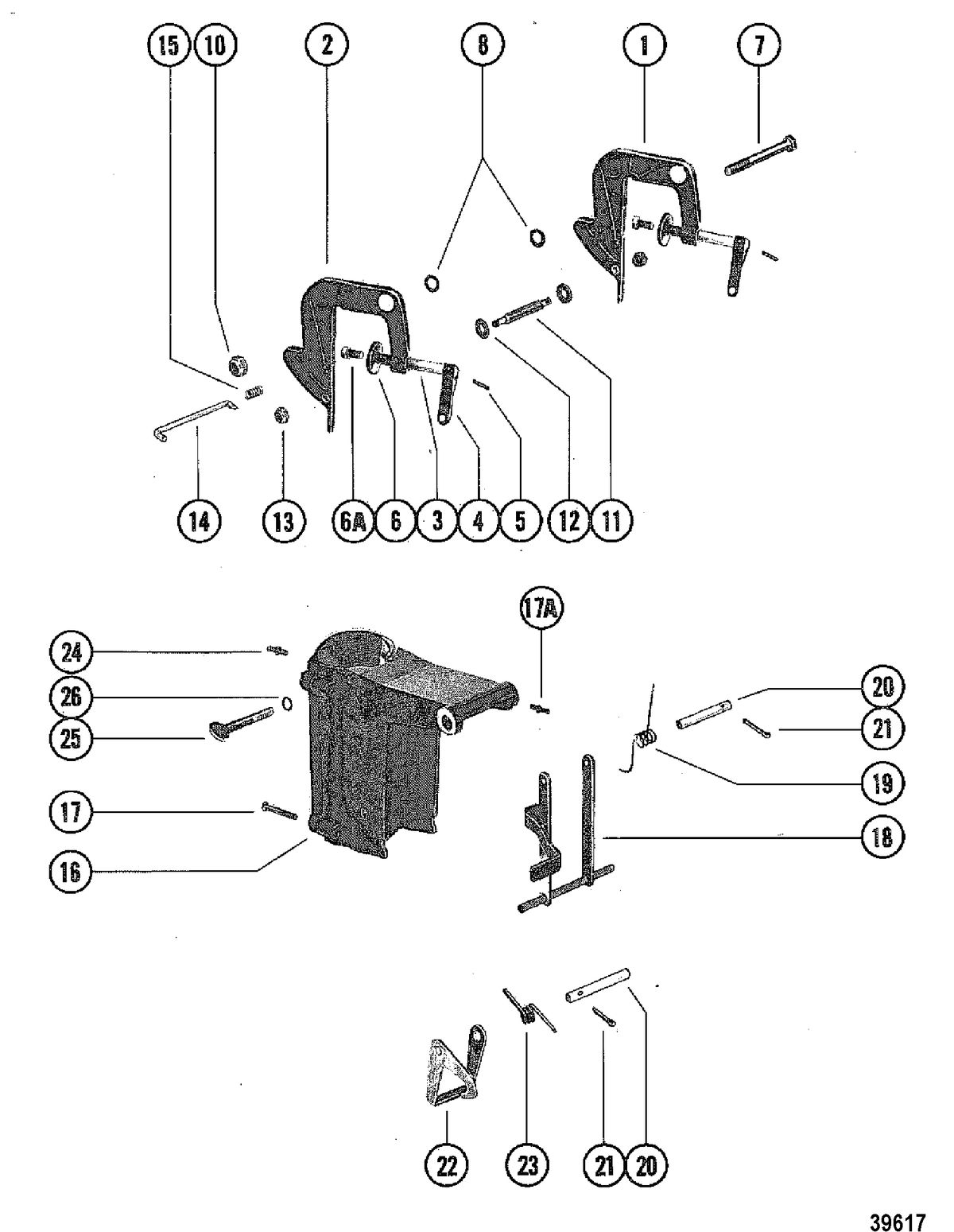 MERCURY 3.6 HP CLAMP AND SWIVEL BRACKET ASSEMBLY