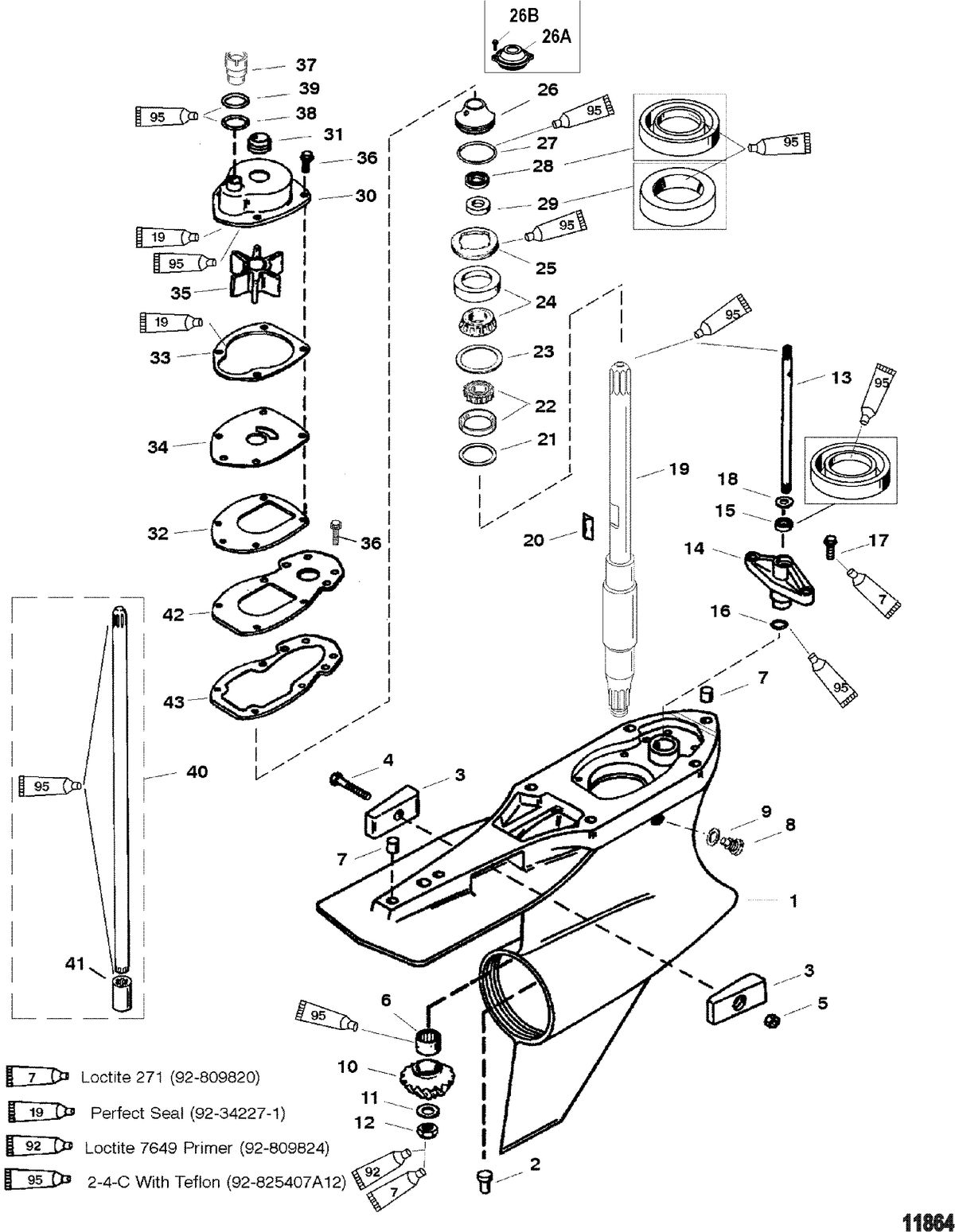 RACE OUTBOARD PARTS MANUAL 300X (3.0L EFI) PRO MAX Gear Housing, Driveshaft-Standard Rotation-SportMaster