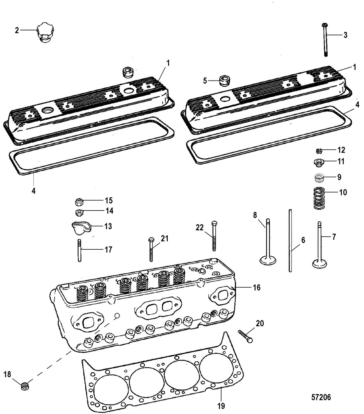 MERCRUISER 350 MPI CRATE Cylinder Head and Rocker Cover